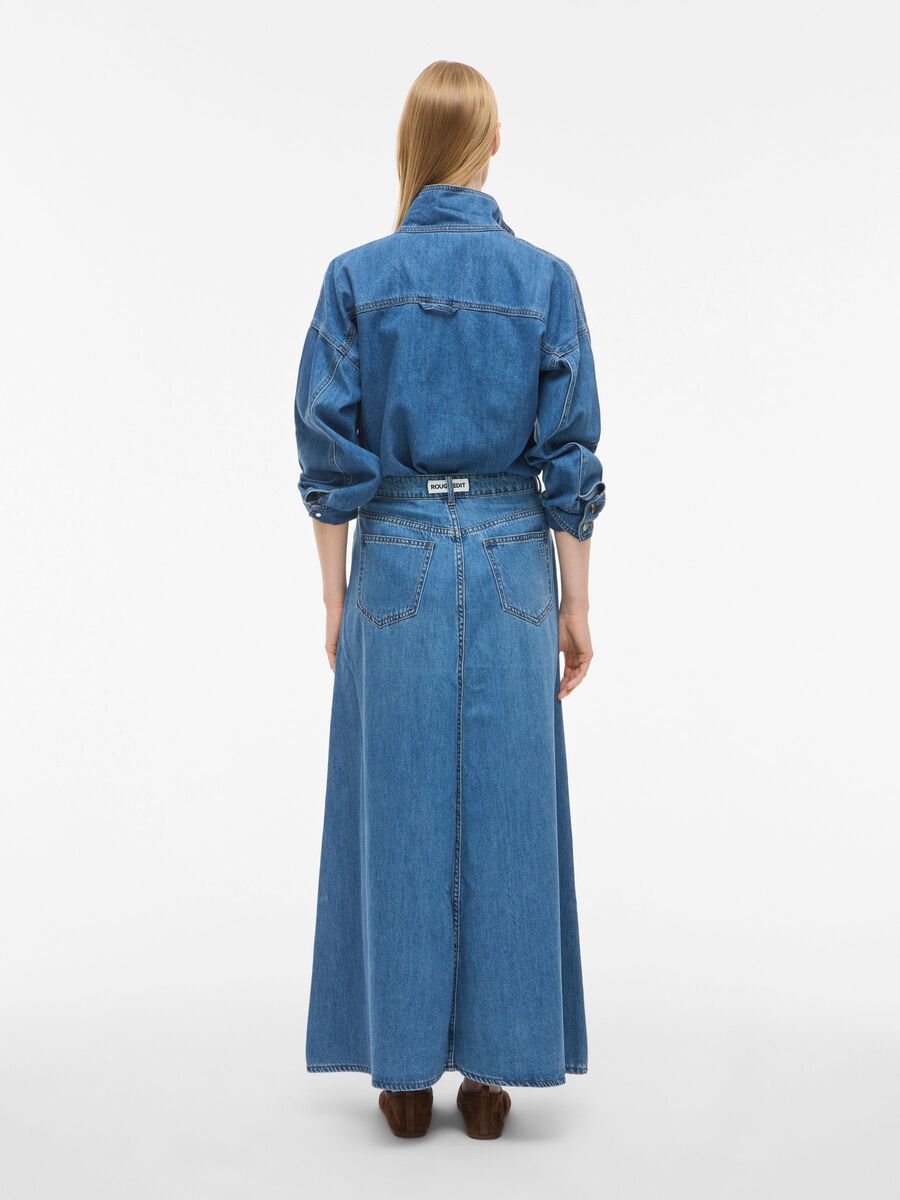 Feather Ankle Denim Skirt