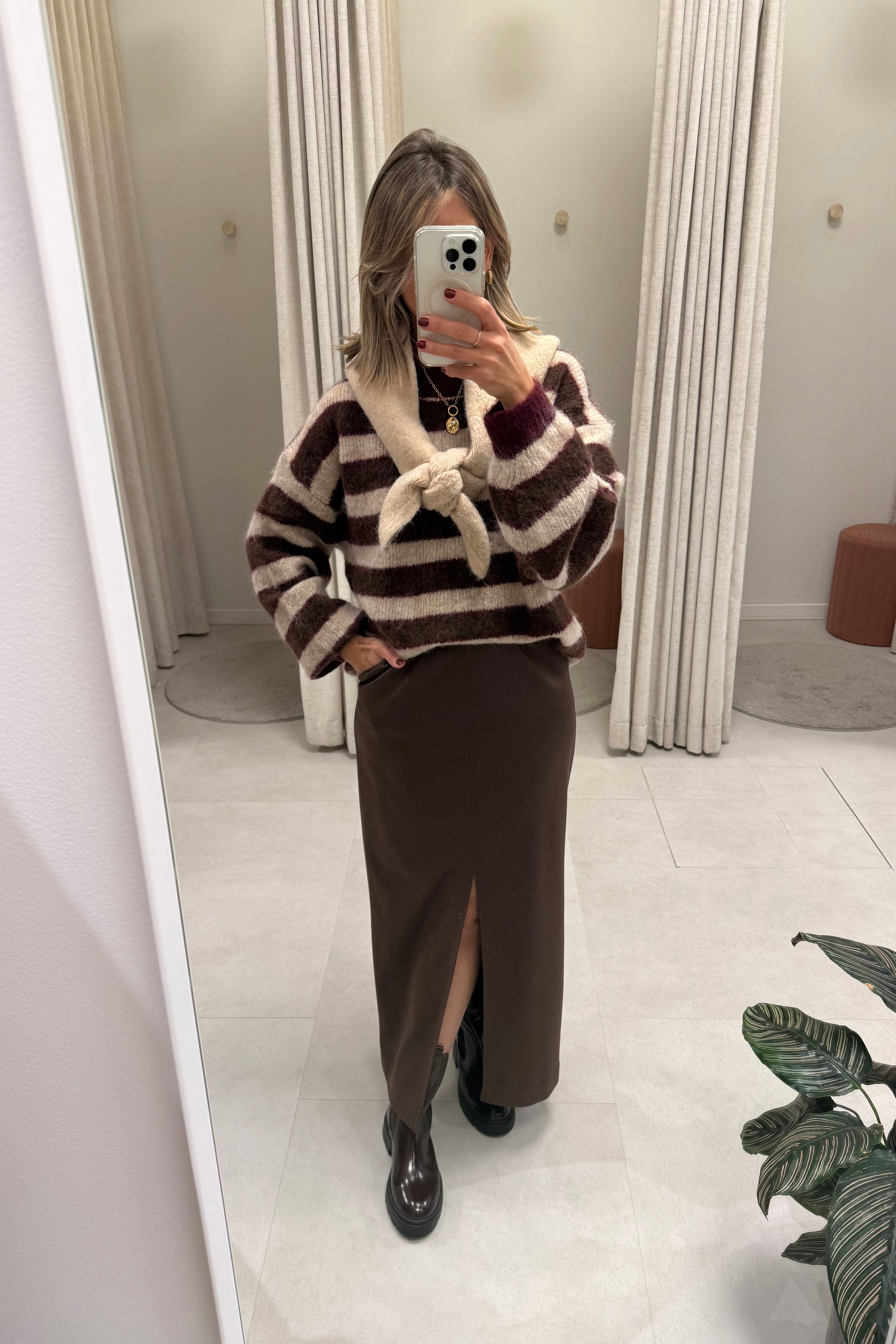 Mia Knit Bordeaux/Coffee