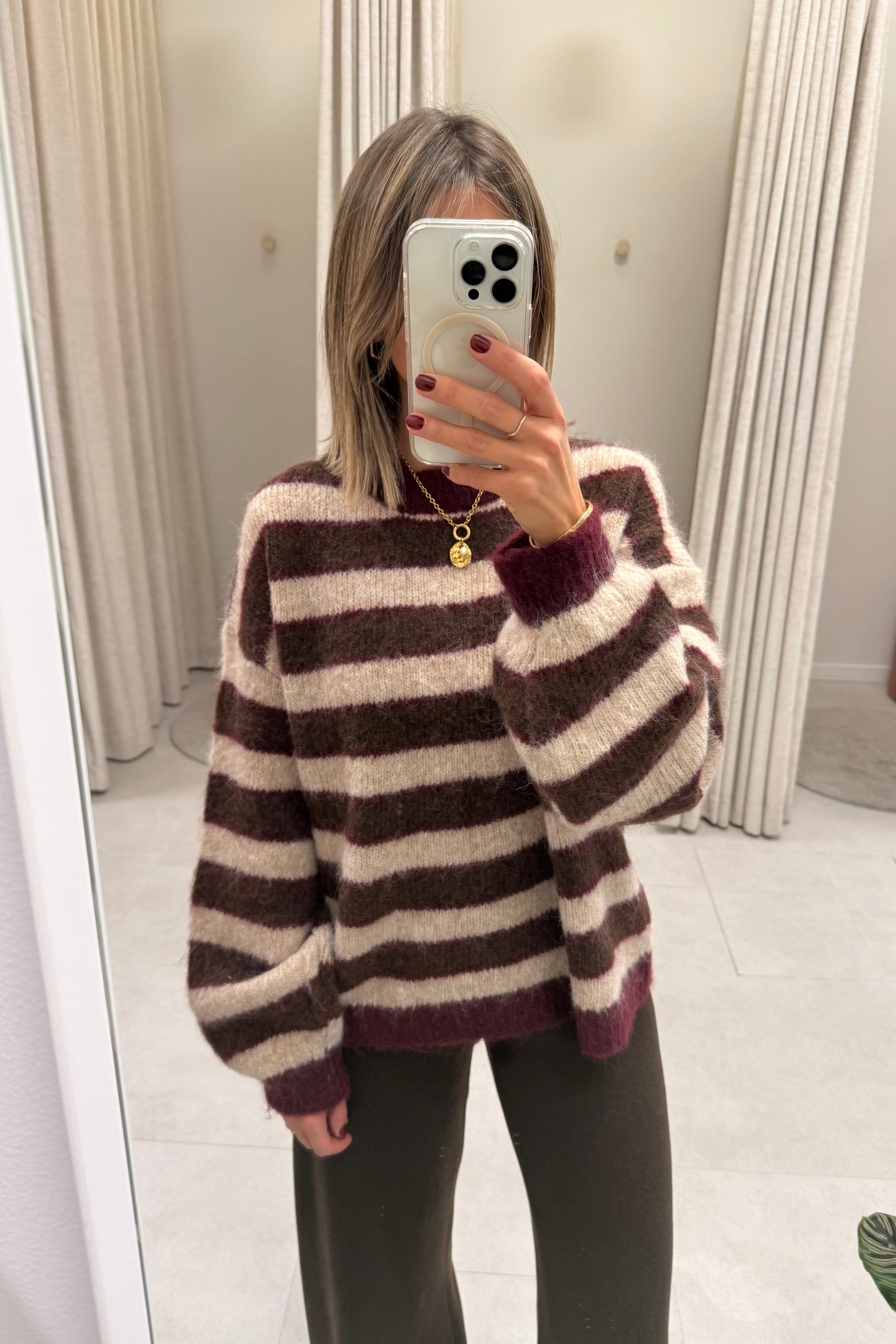 Mia Knit Bordeaux/Coffee
