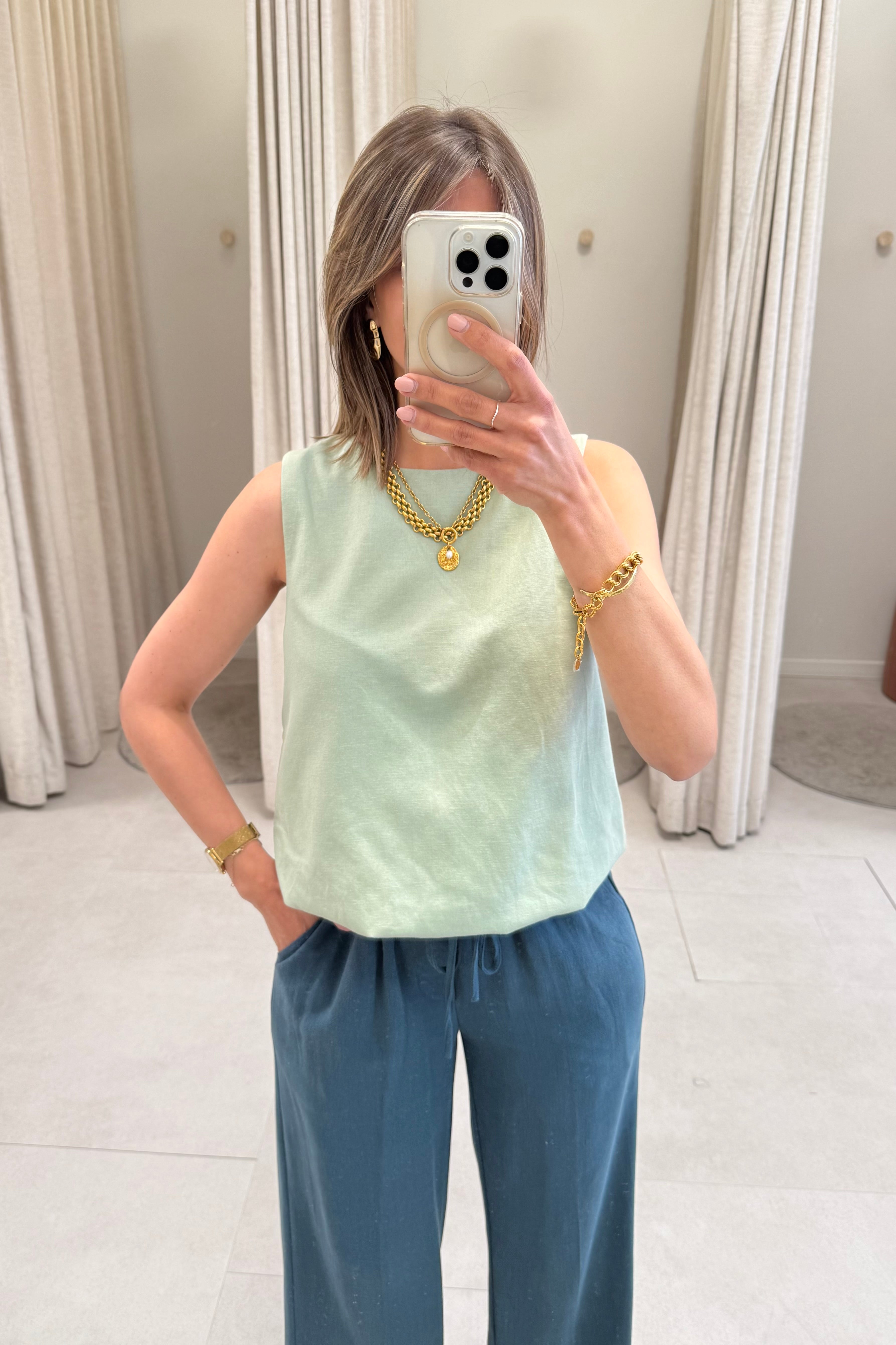 Prisilla Balloon Top Smoke Green