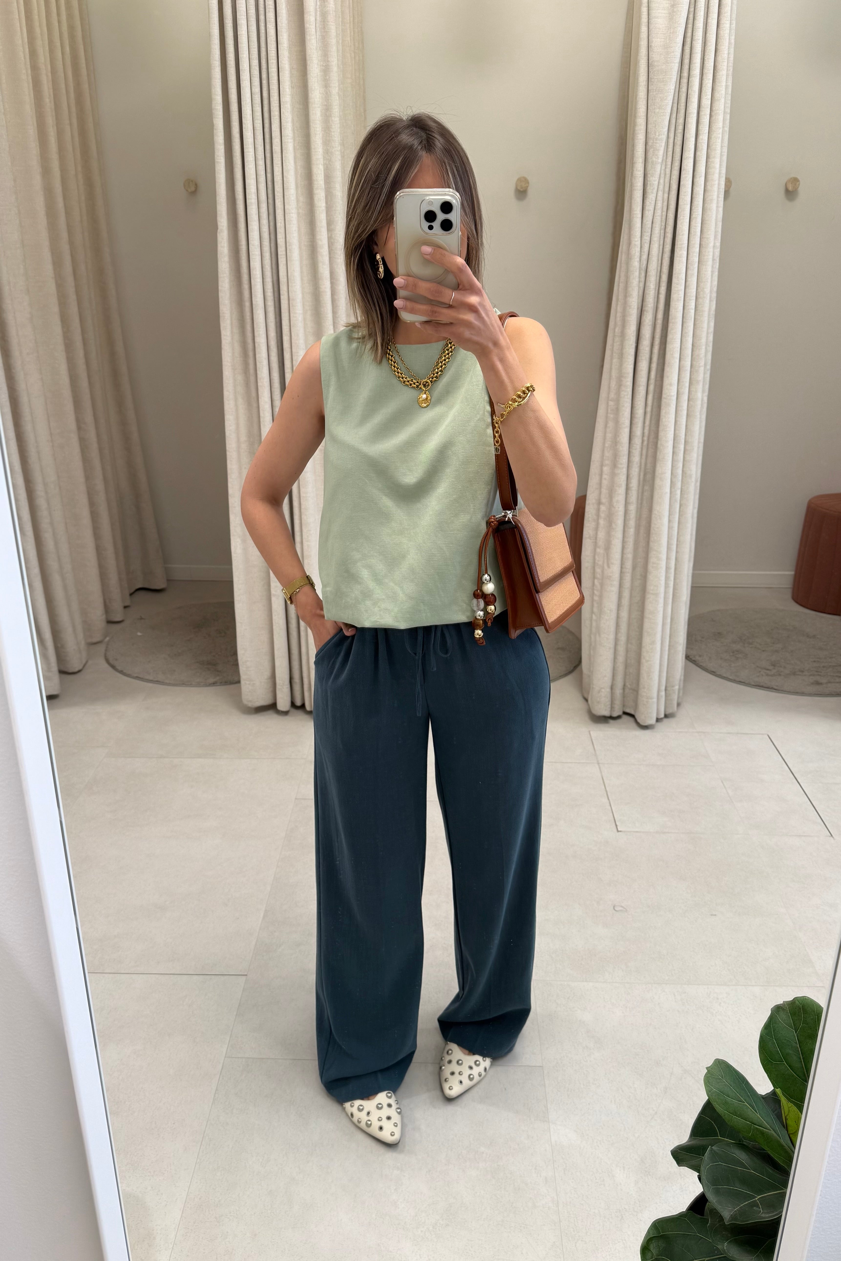 Prisilla Balloon Top Smoke Green