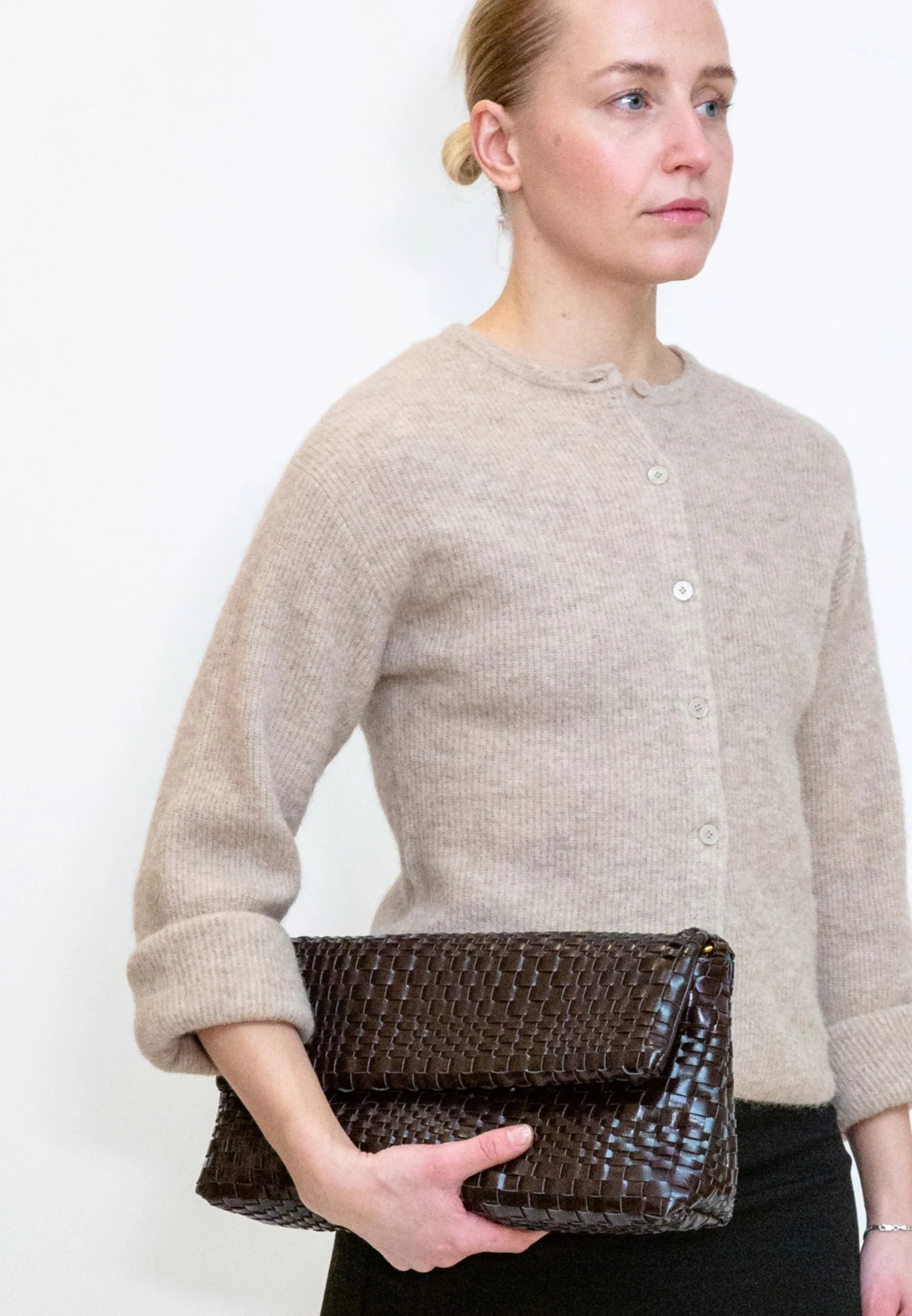 Arlene Braided Raw Bag - Brown