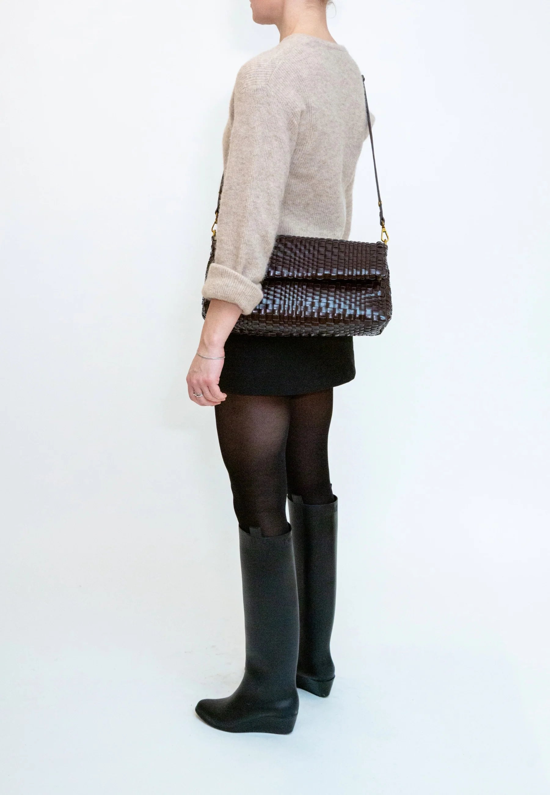 Arlene Braided Raw Bag - Brown