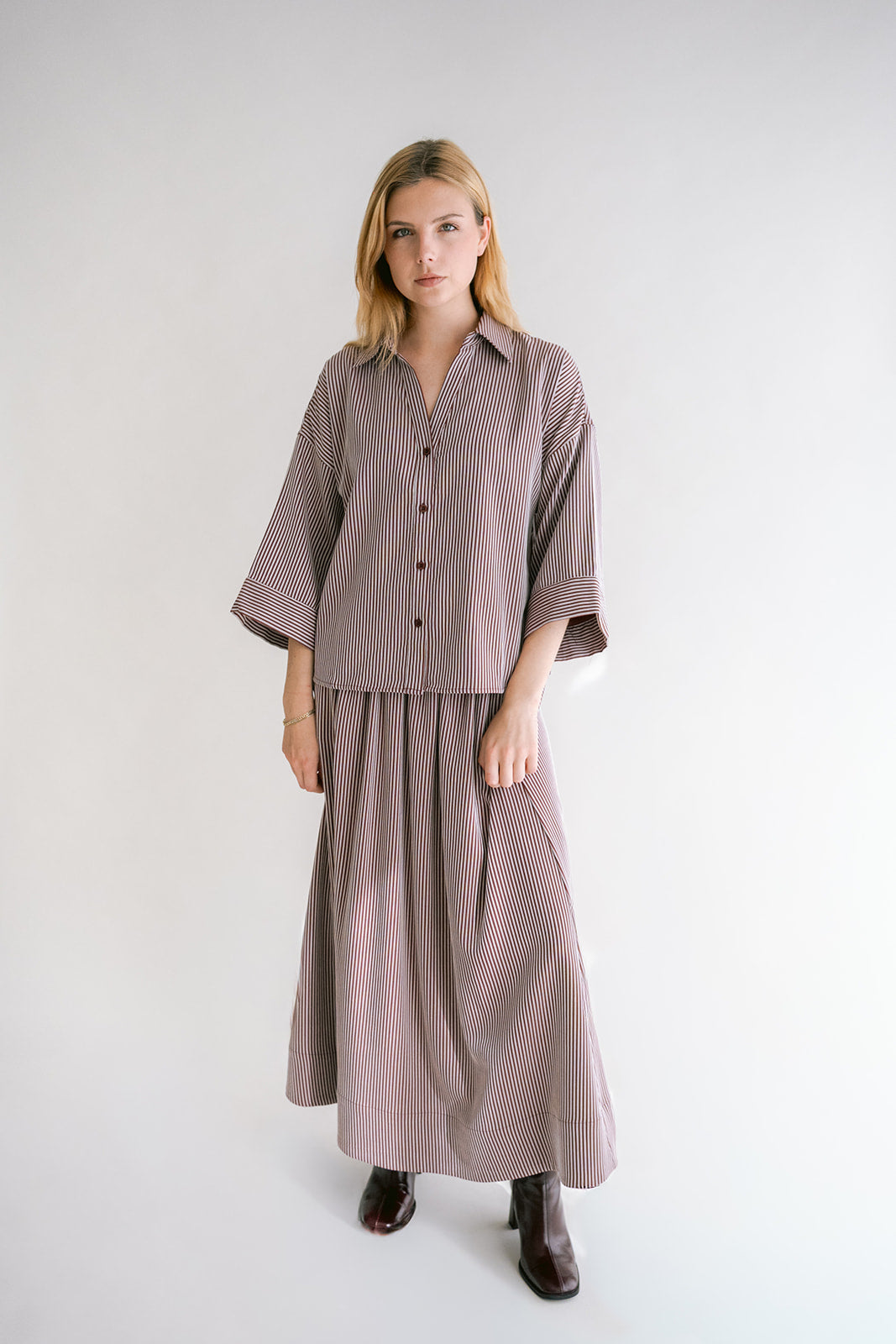 Jax Skirt Bordeaux Stripe