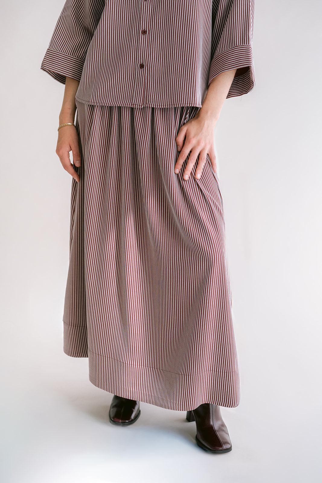 Jax Skirt Bordeaux Stripe