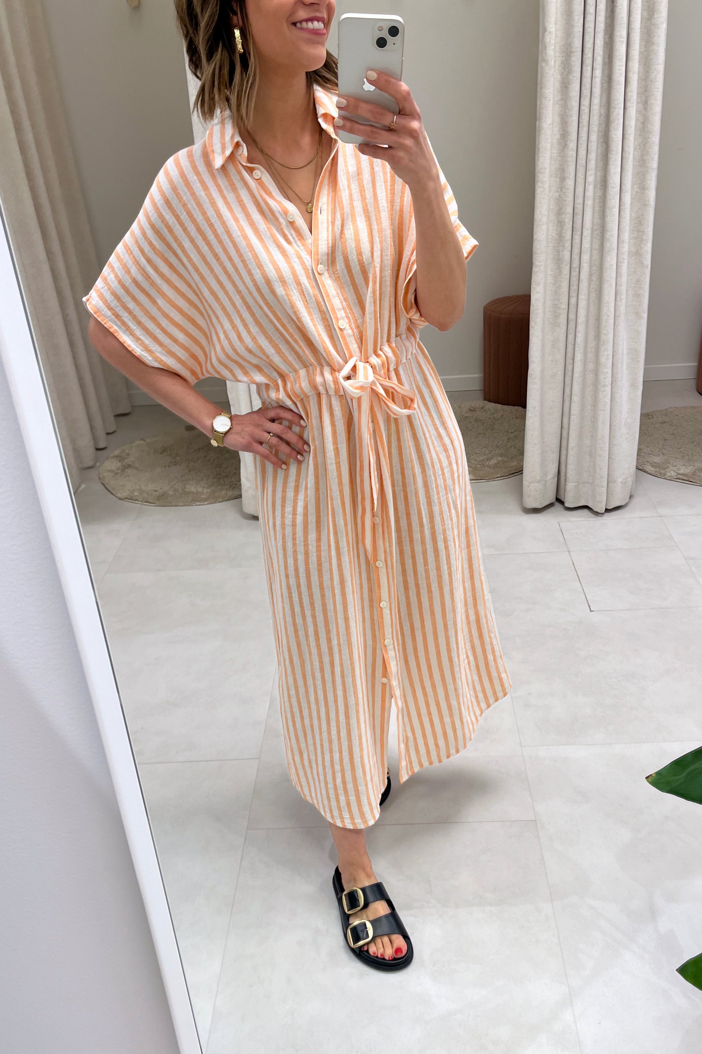 Giselle Saphira Dress Tangerine Stripe