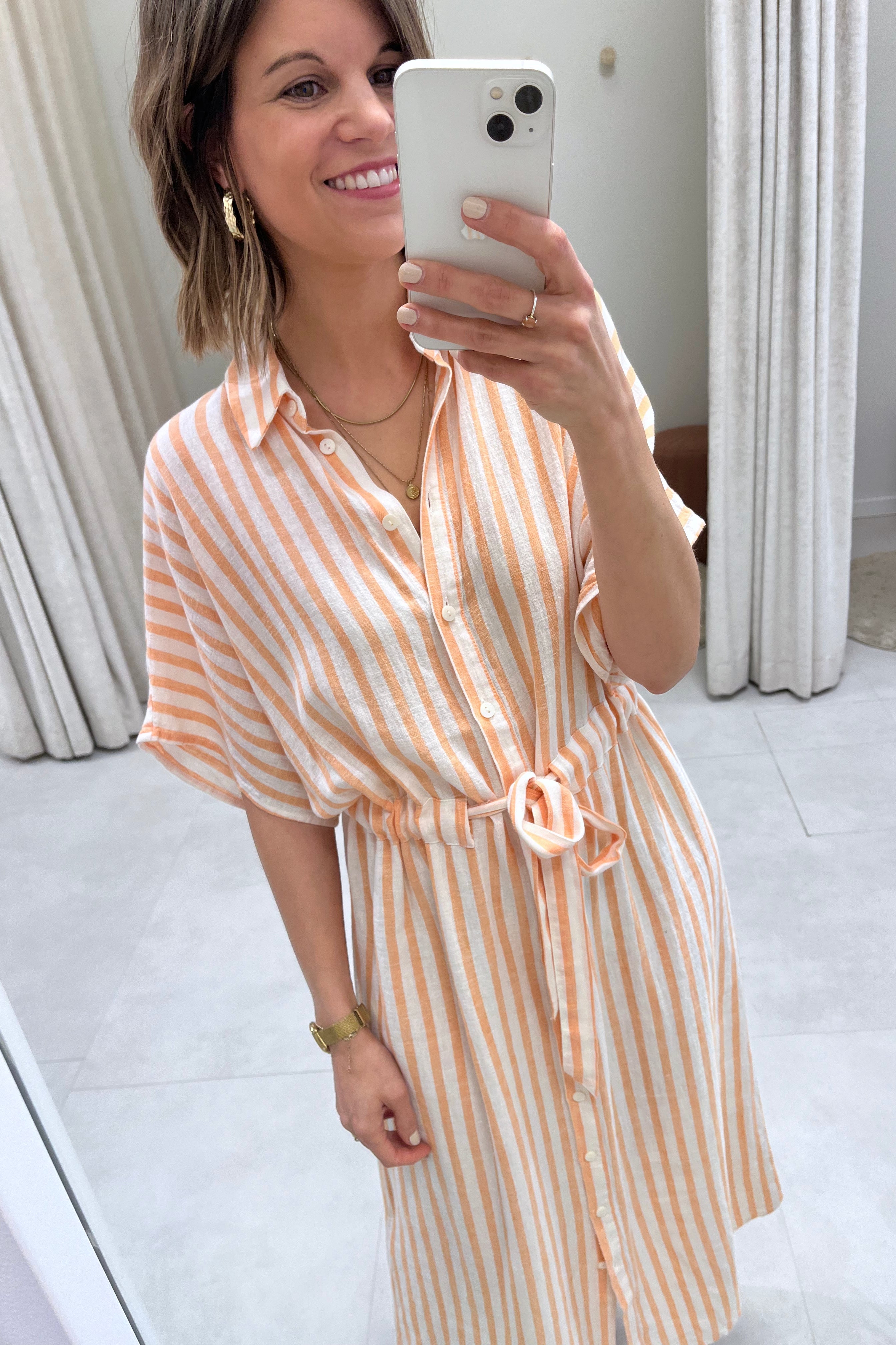 Giselle Saphira Dress Tangerine Stripe