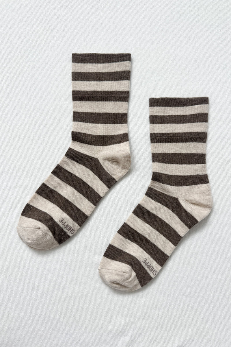 Wally Socks Wide Brown Stripe