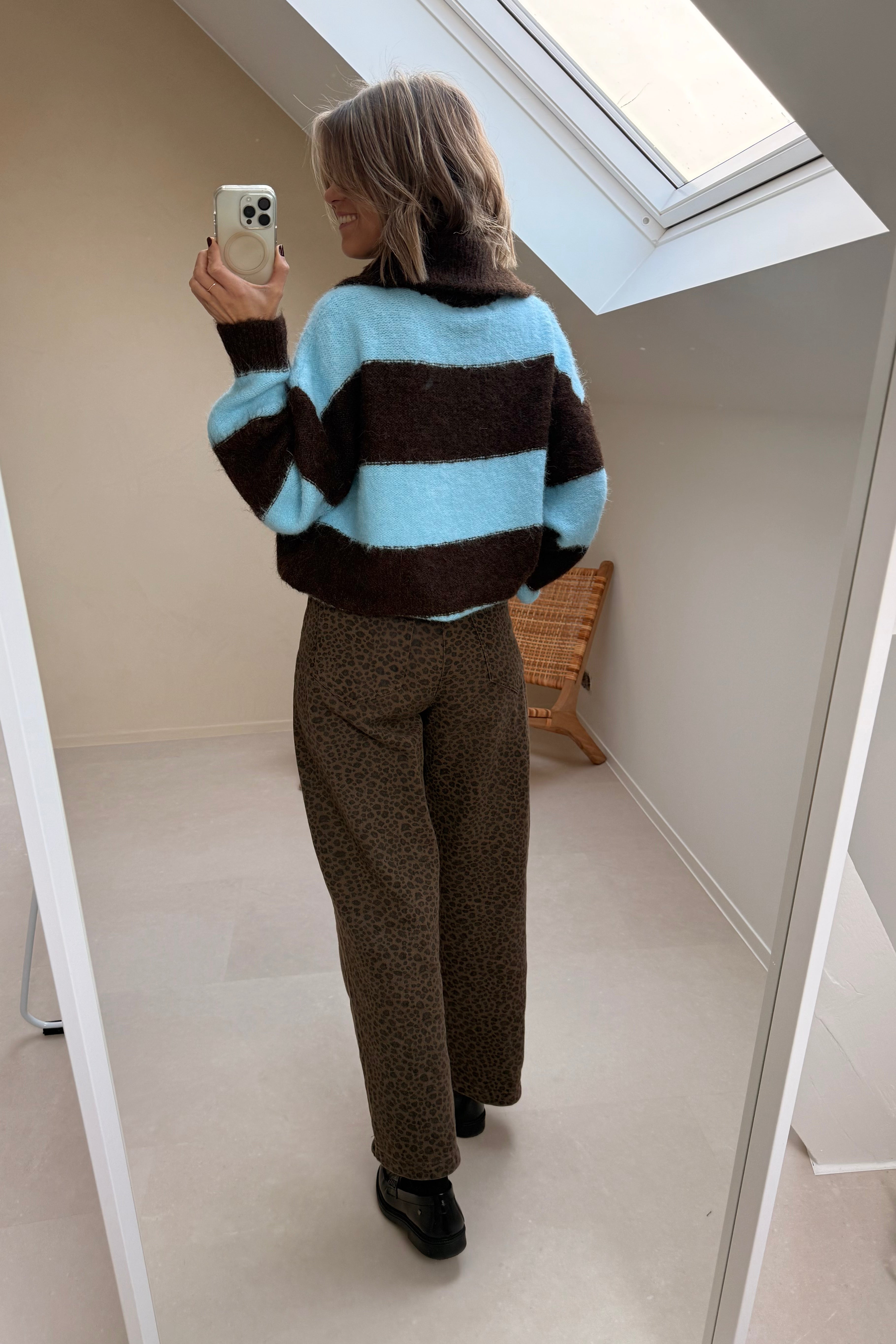 Elodie Knit Coffee/Bleu