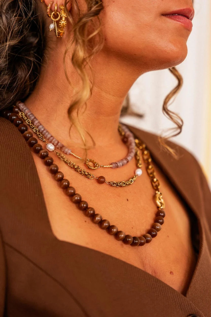 Brown Cat Eye Snake Necklace