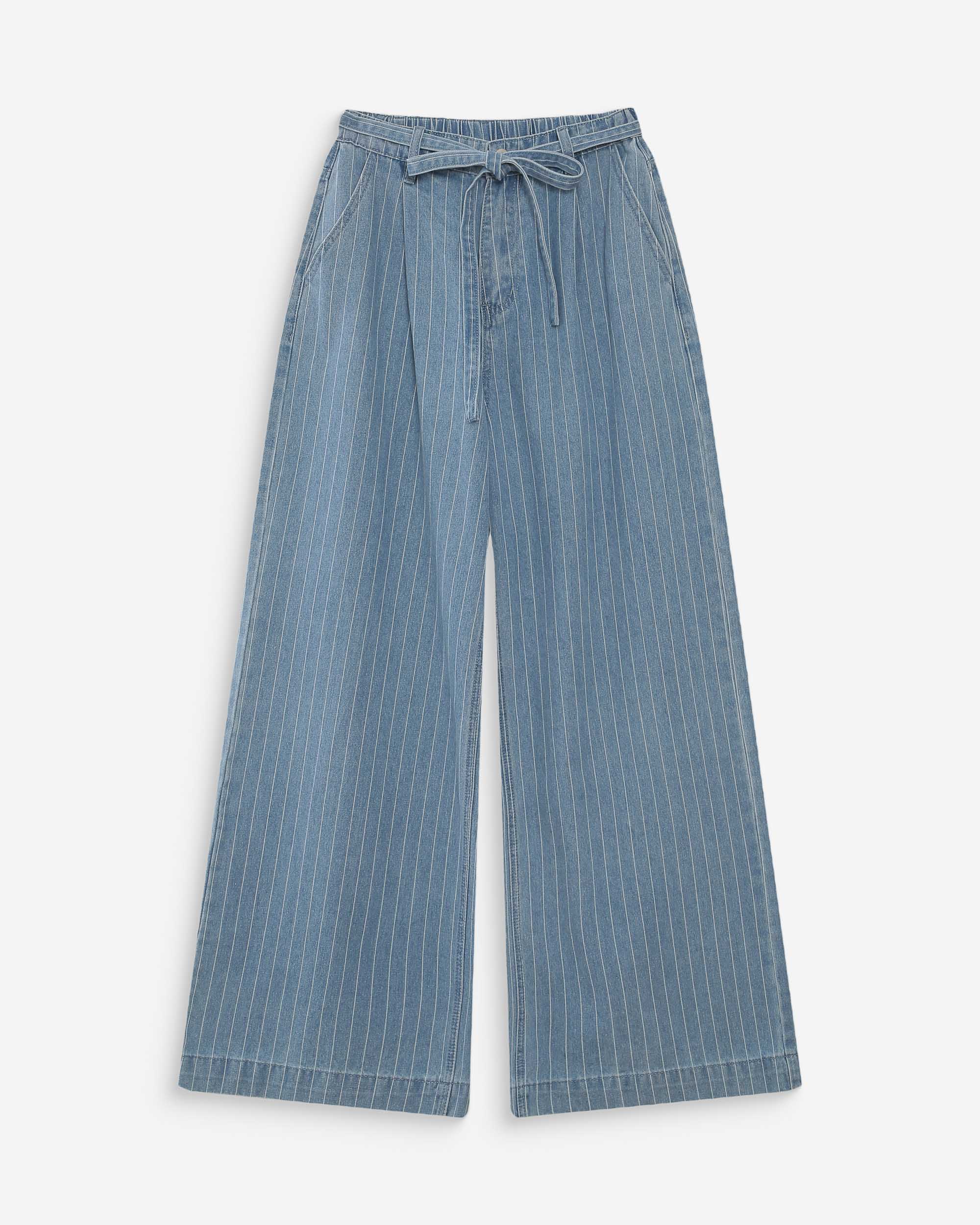Pompon Pants Striped Blue