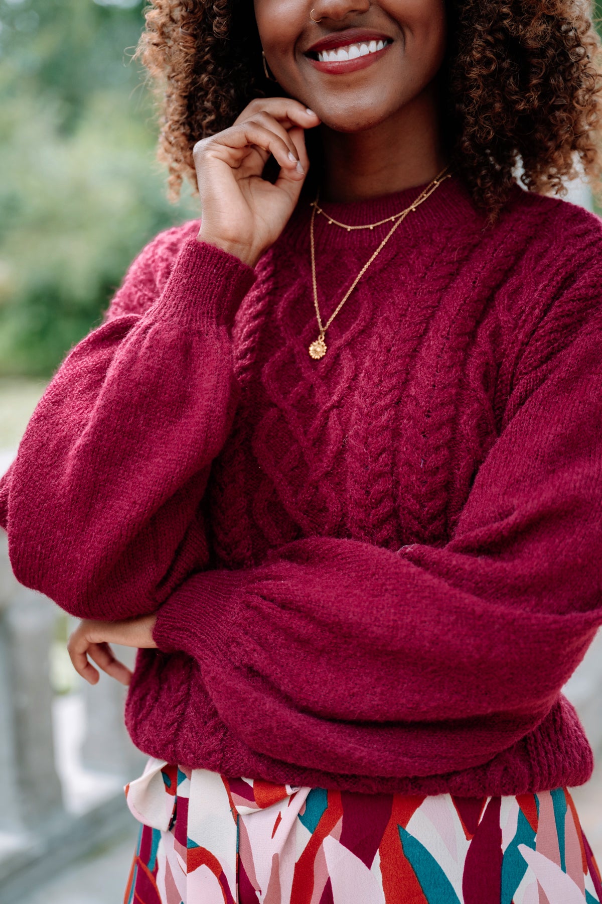 Chinti Cable Knit Beet Red