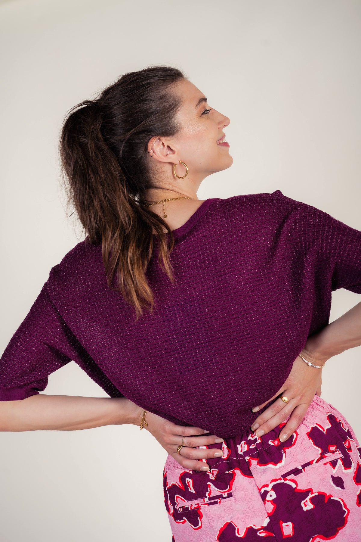 Prik Knit Top Purple