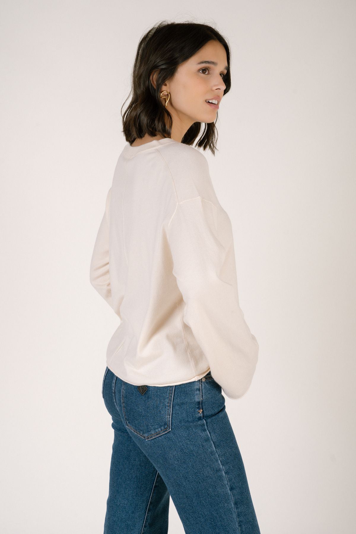 Spina Boxy Crewneck Top Whitecap Gray