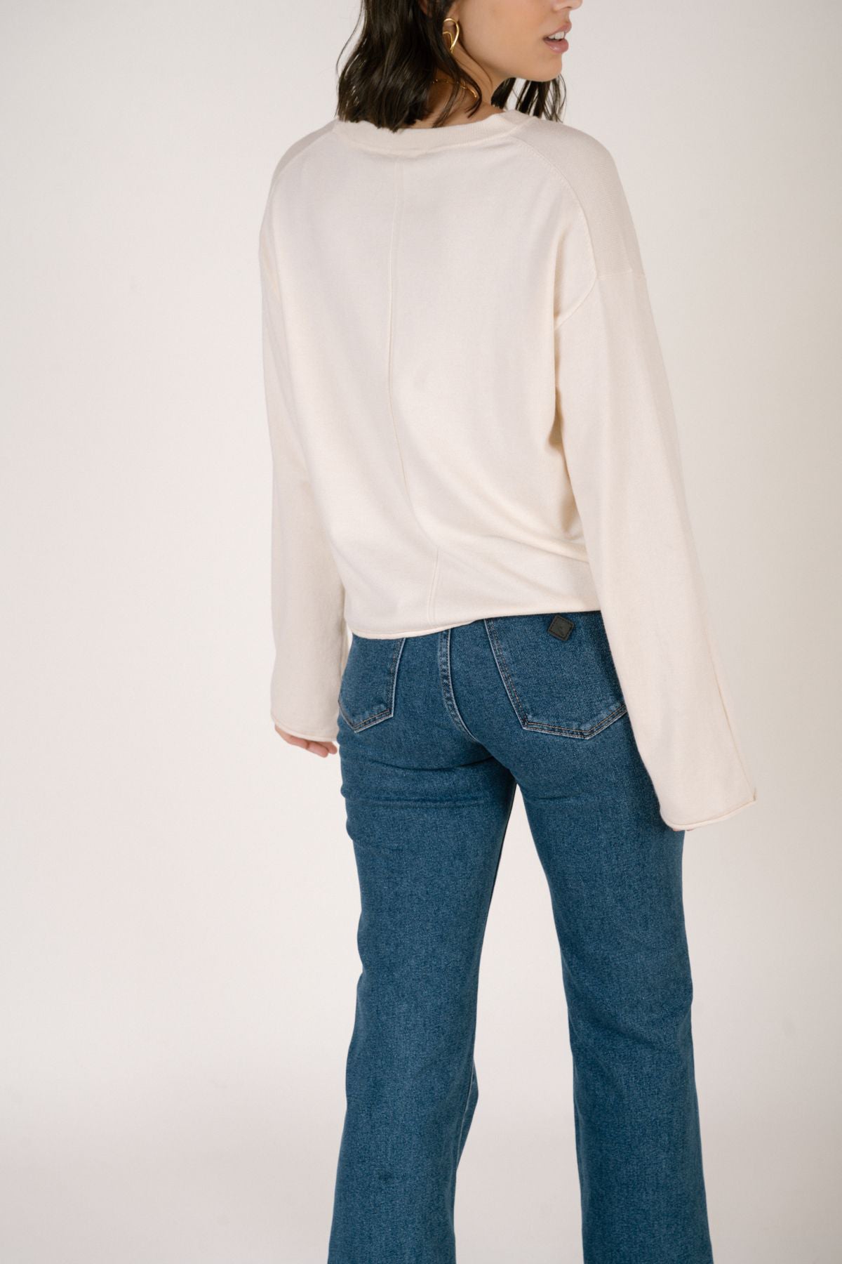 Spina Boxy Crewneck Top Whitecap Gray