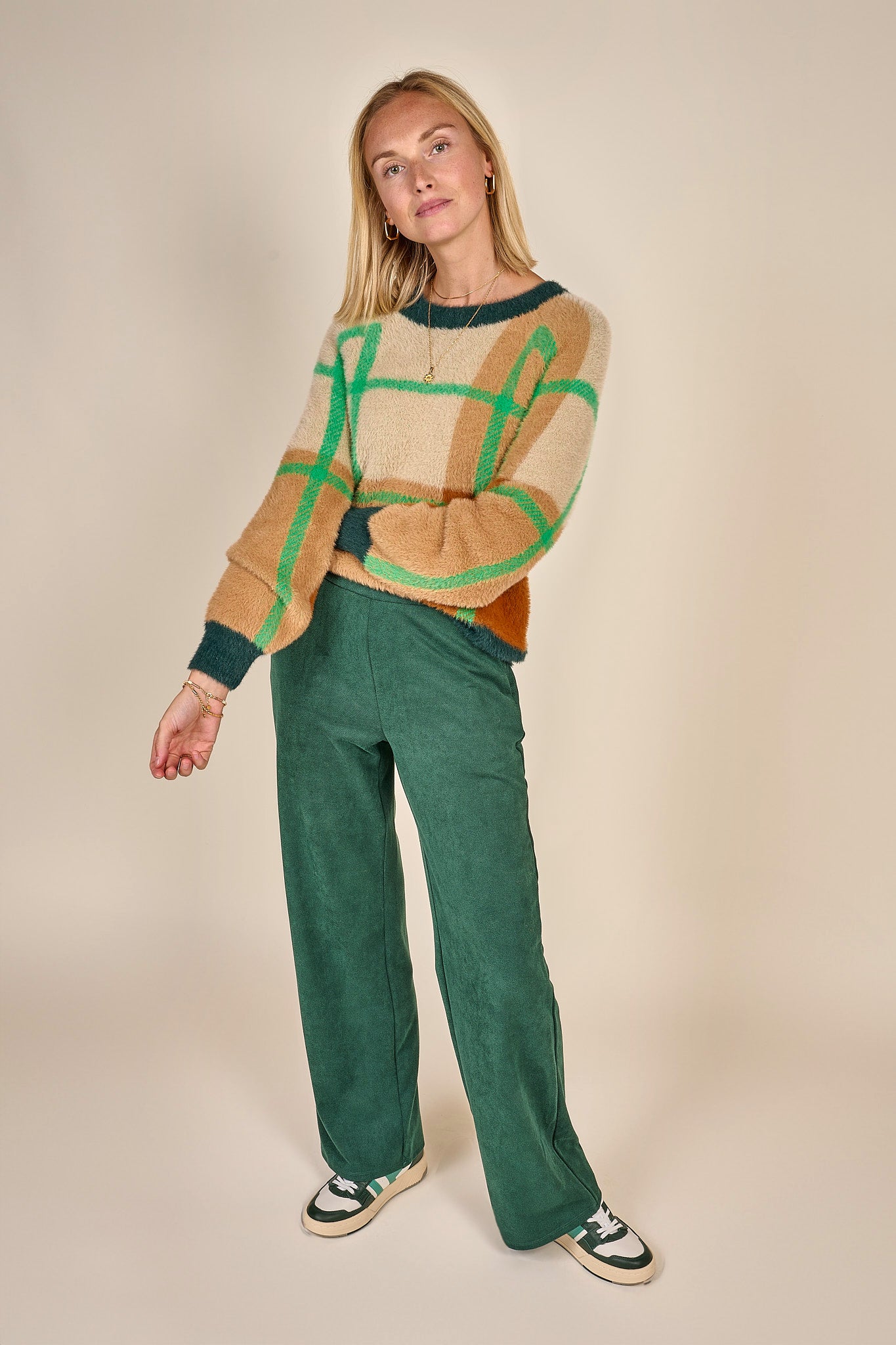 Hallo Jacquard Knit Bright Green/Ponderonsa Pine