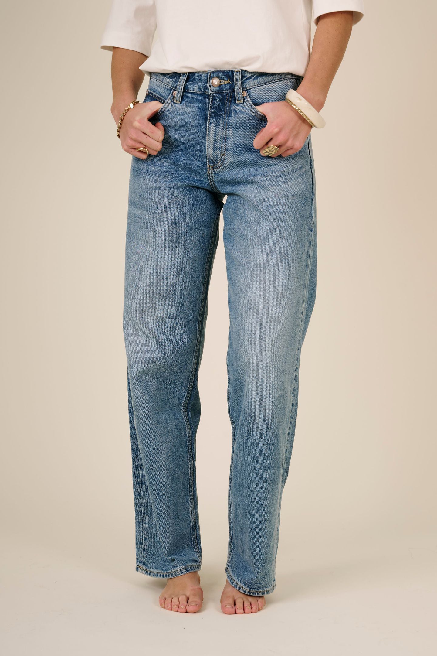 Rider Loose Straight Jeans Blue Koi