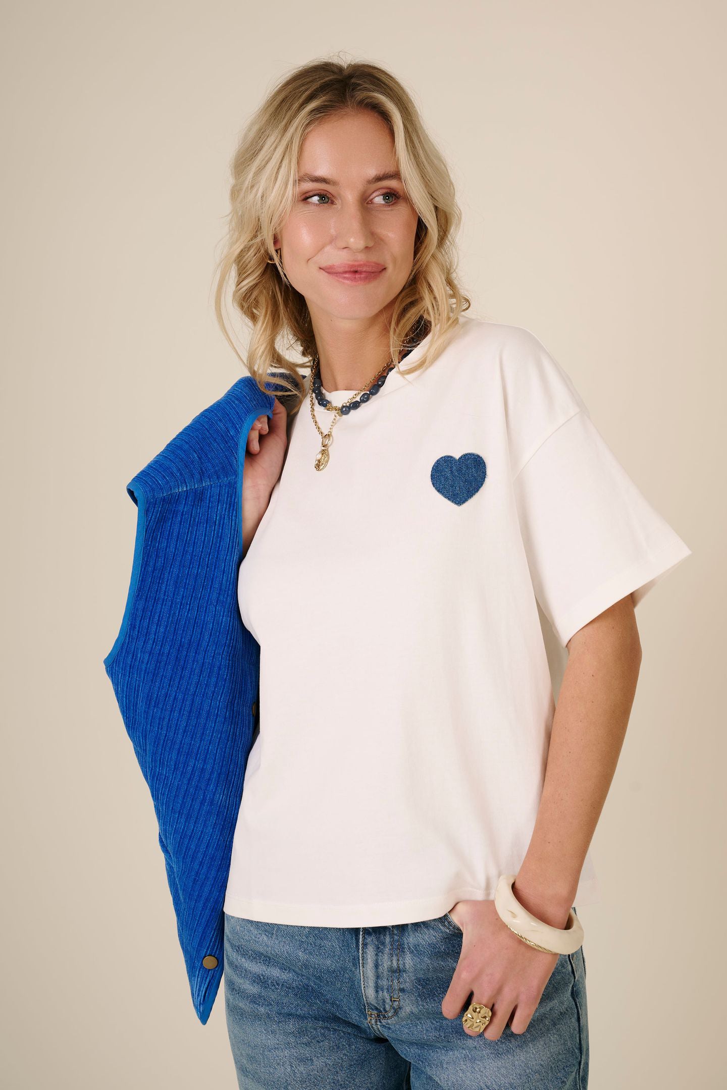 Monie T-Shirt Snow White/Light Blue