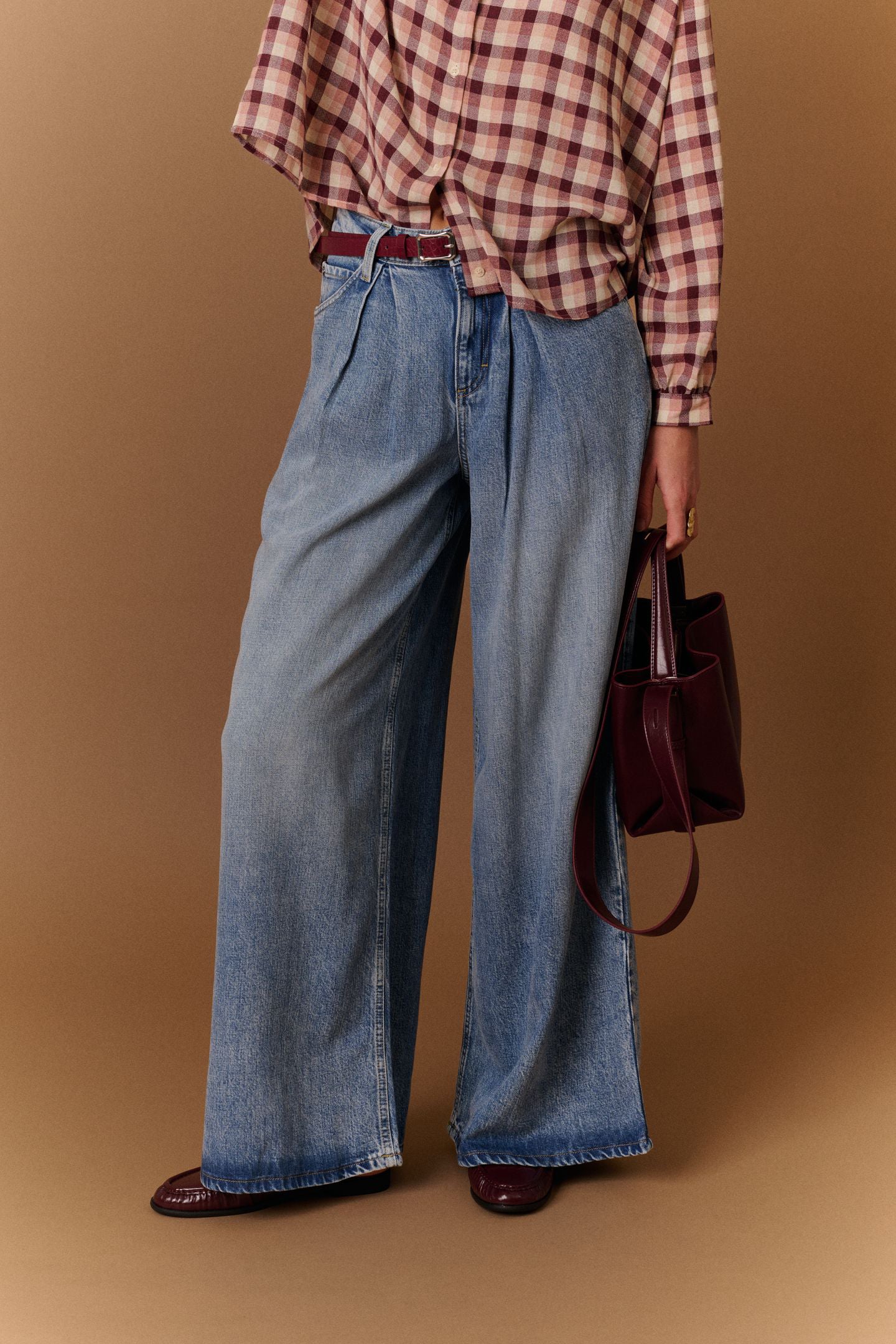 Pleated Jeans Preppy Blue