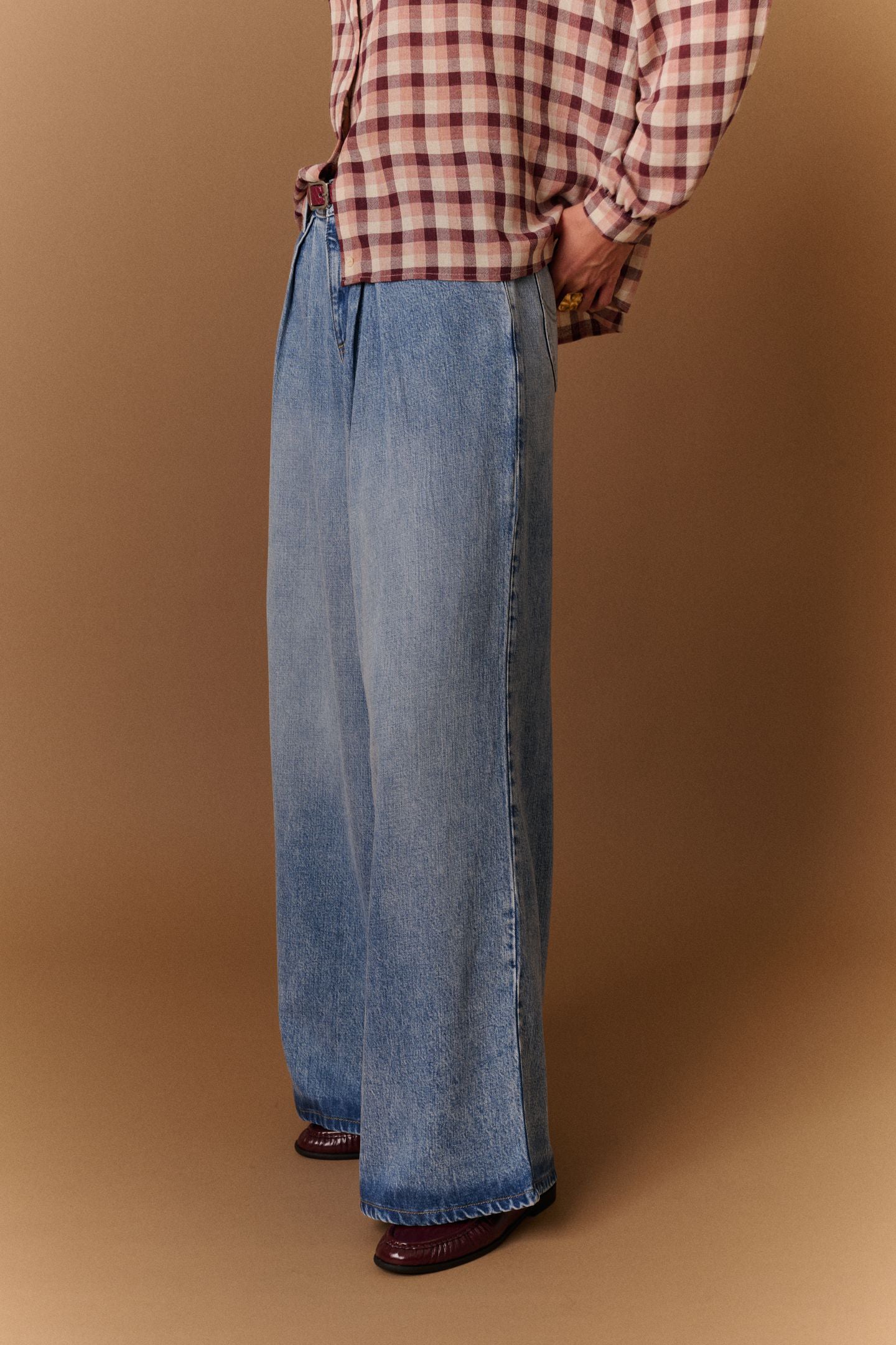 Pleated Jeans Preppy Blue