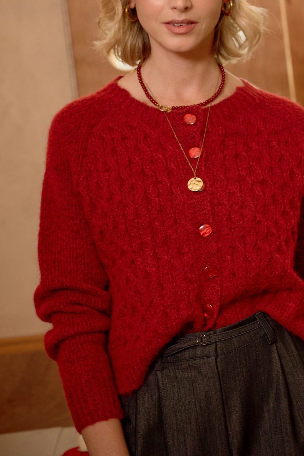 Belablue Cardigan Red Dahlia