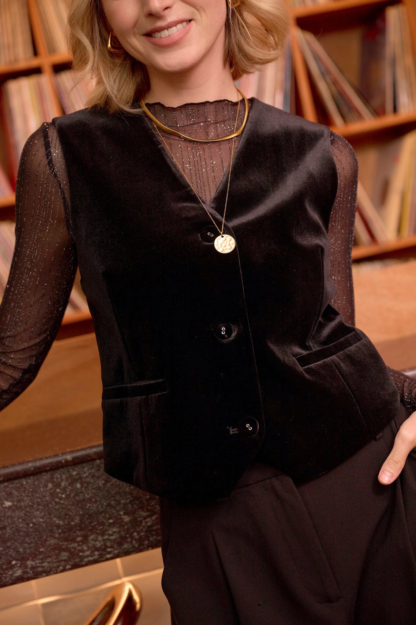 Turno Glitter Top Black