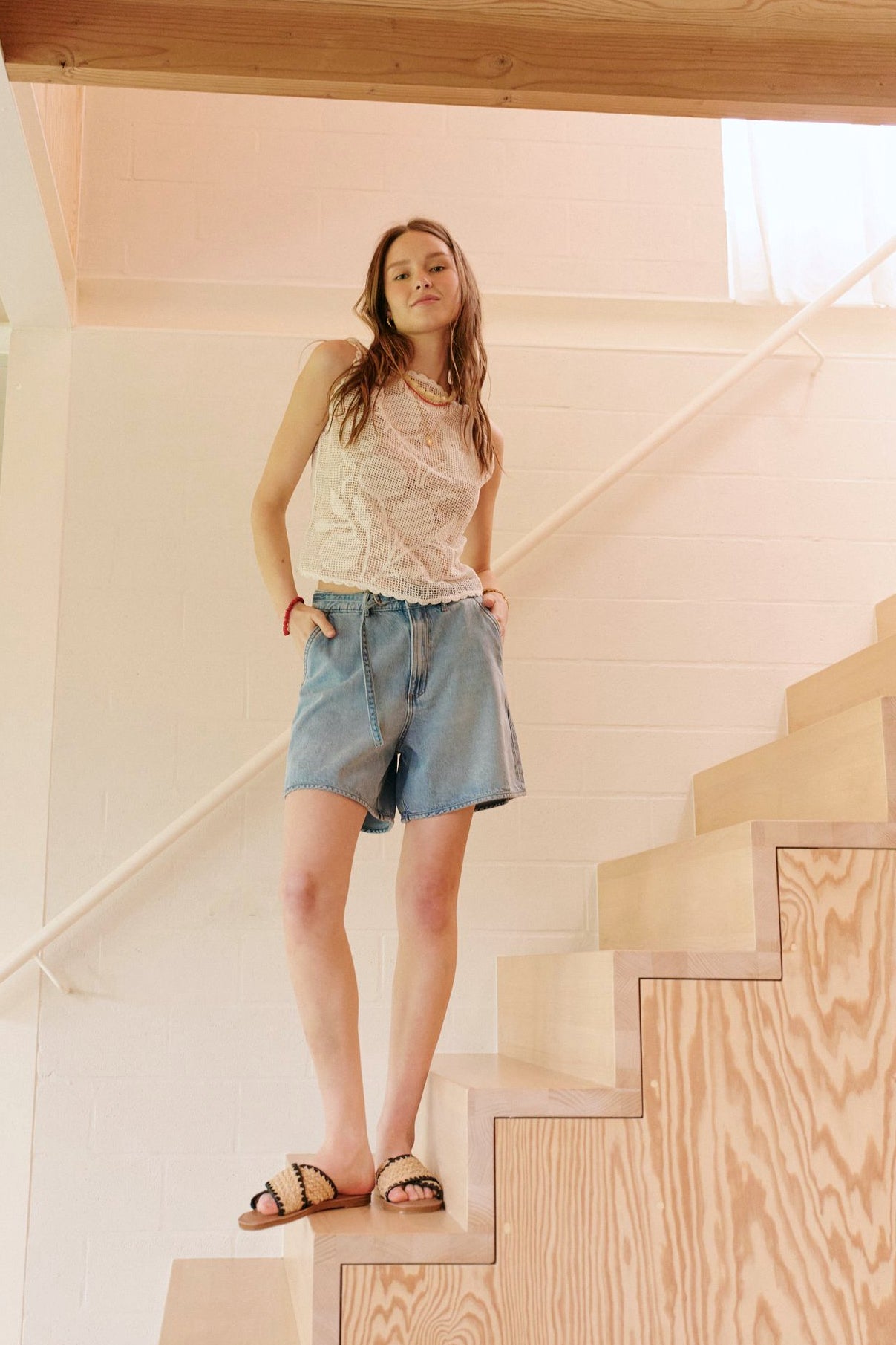 Kiki Belt Denim Short Light Blue Denim