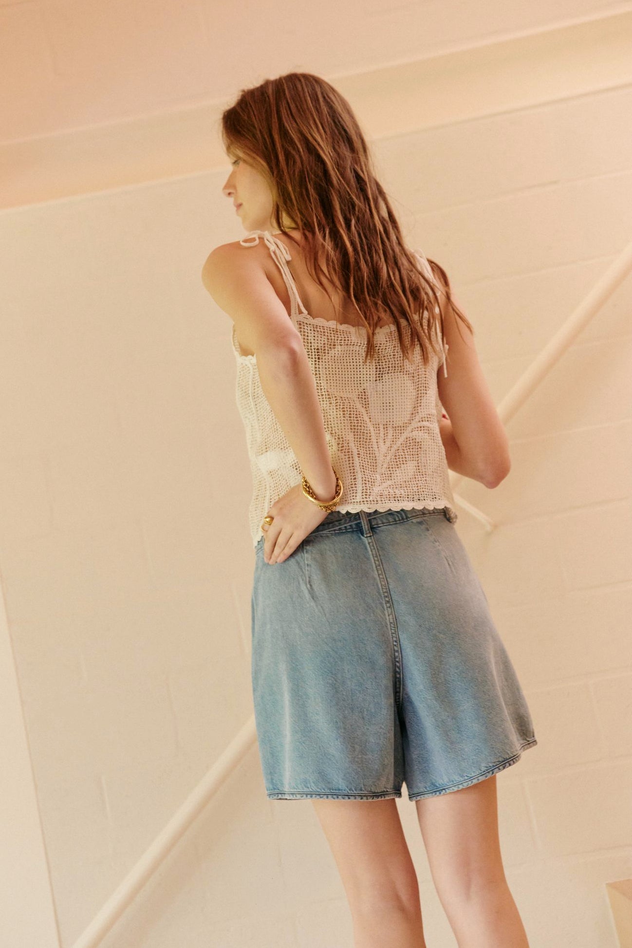 Kiki Belt Denim Short Light Blue Denim