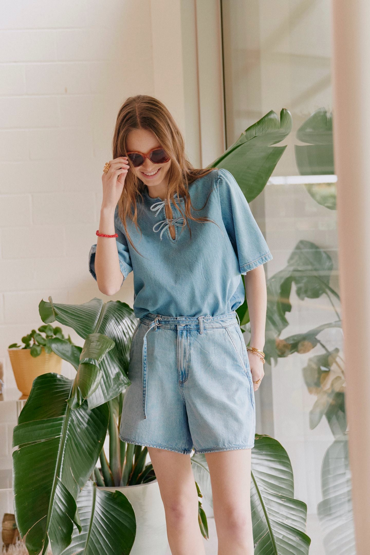 Kiki Belt Denim Short Light Blue Denim