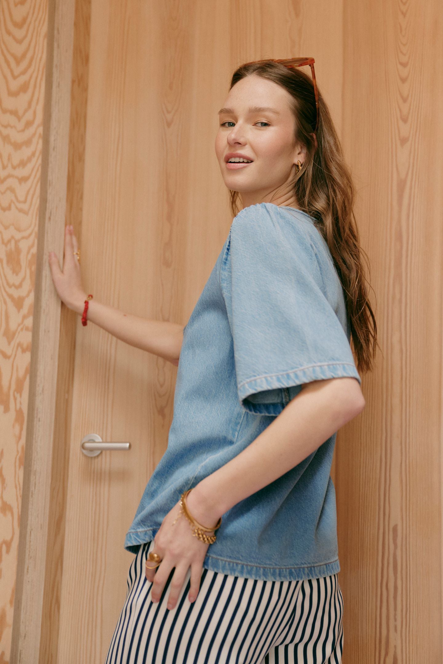 Kiki Tie Denim Top Light Blue Denim