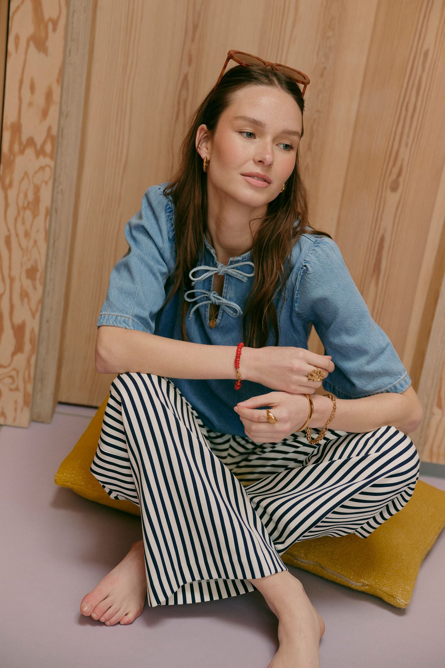 Kiki Tie Denim Top Light Blue Denim