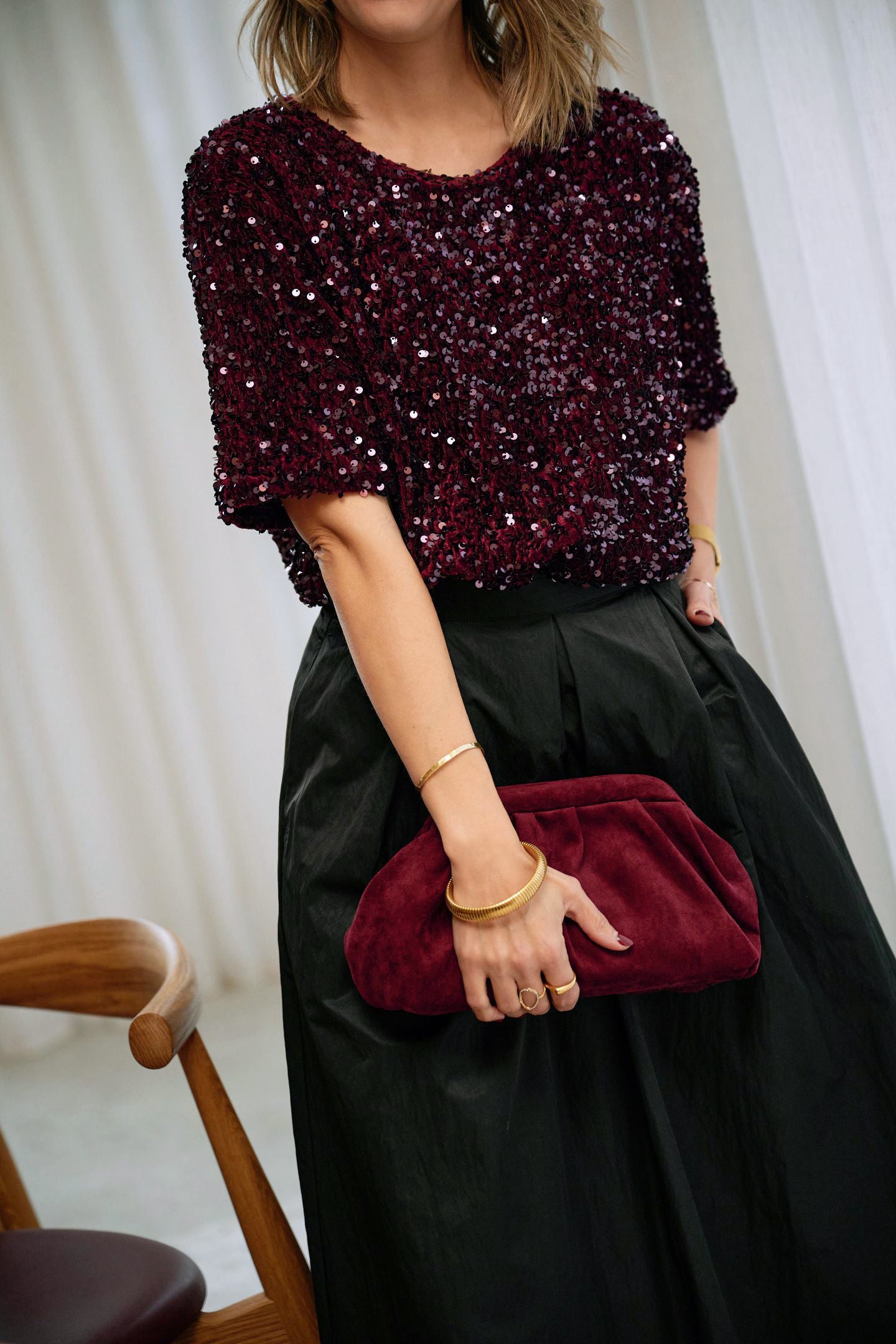 Faith Sequin Top Fig