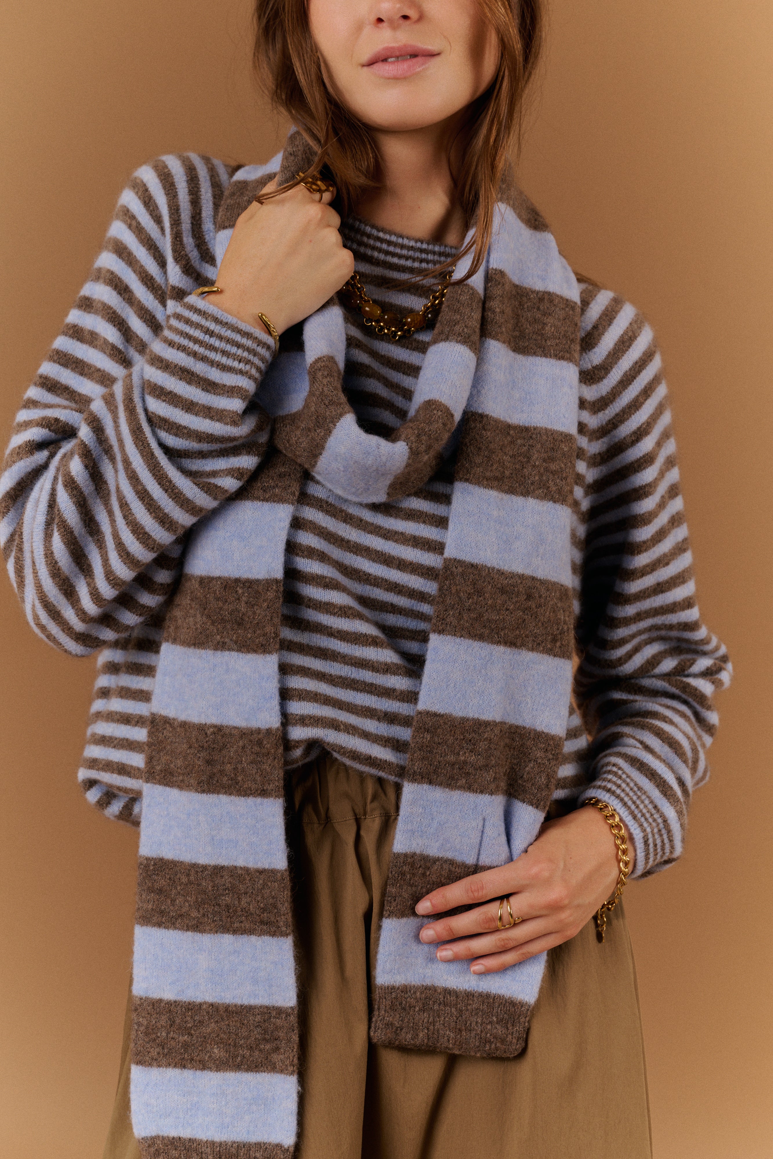 Scoison Scarf Bruin/Lichtblauw