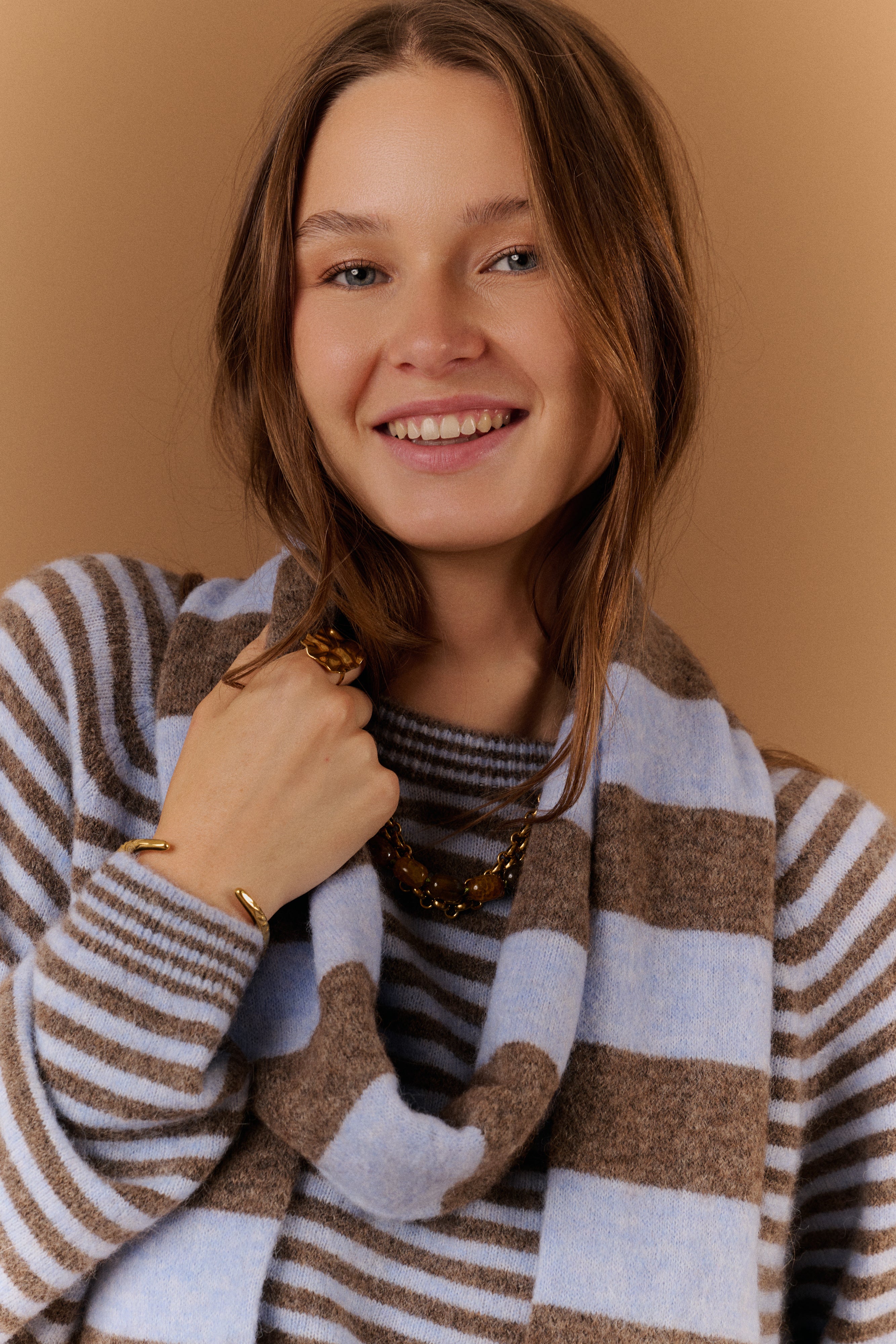 Scoison Scarf Bruin/Lichtblauw