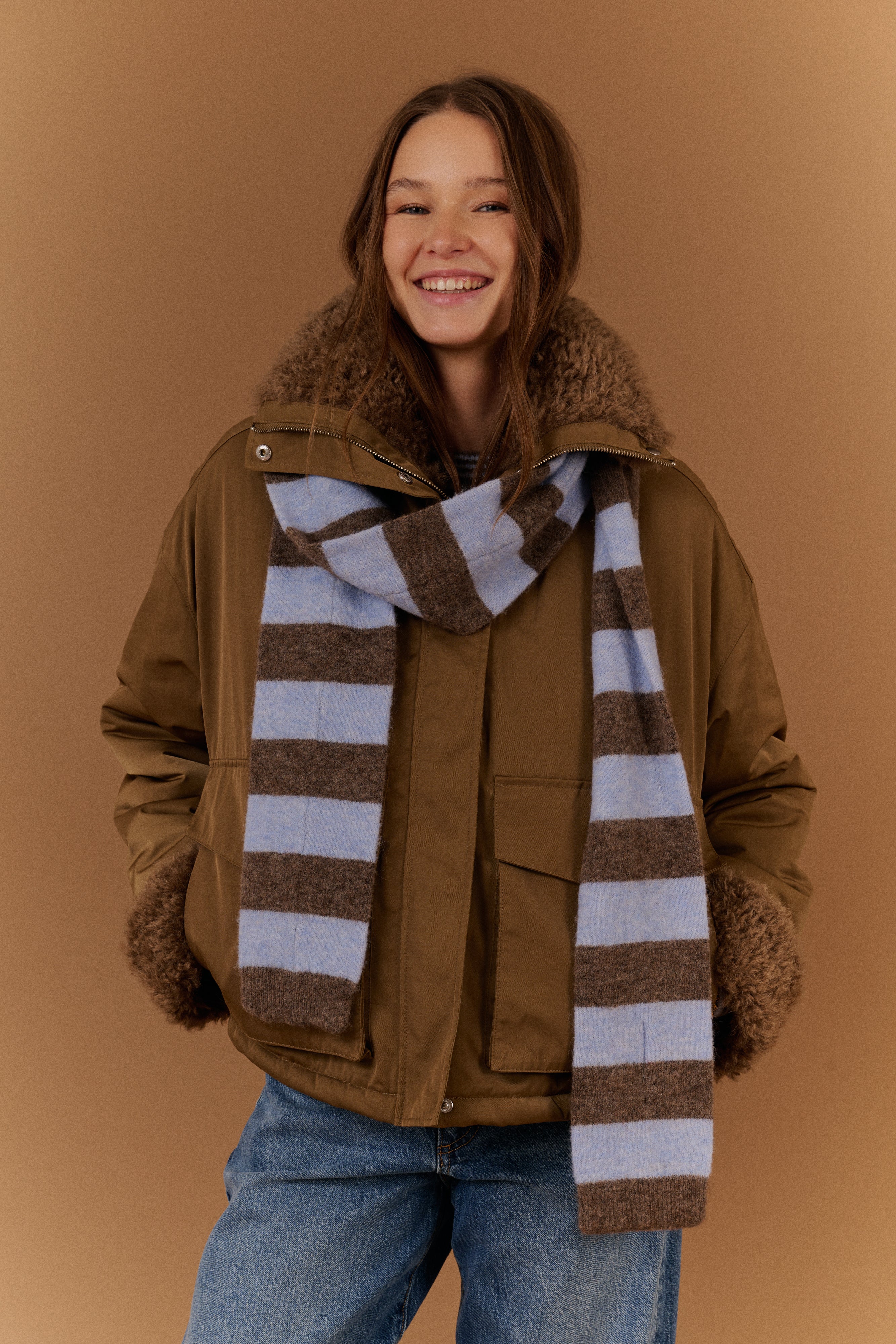 Scoison Scarf Bruin/Lichtblauw