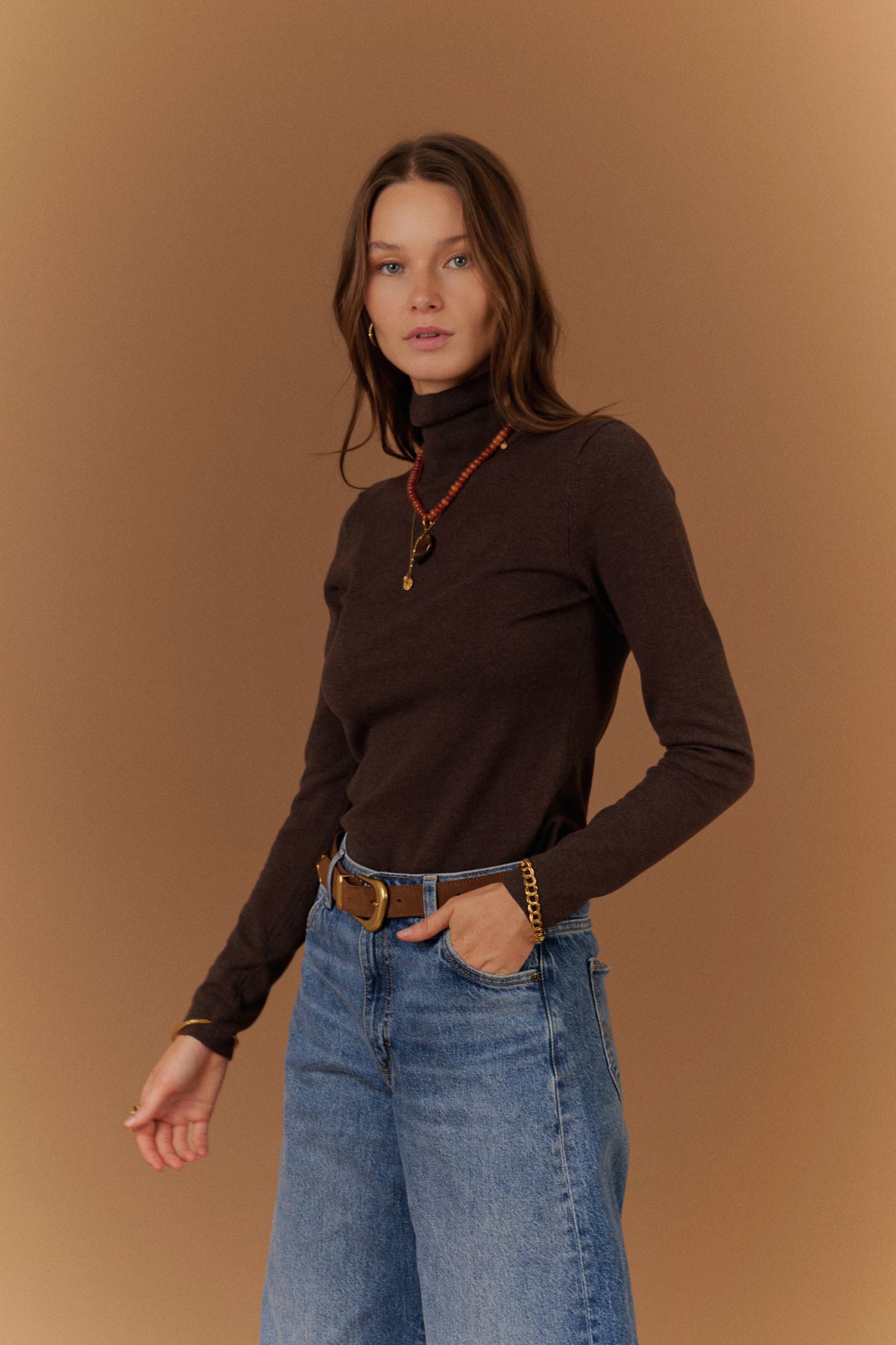 Malu Rollneck Top Coffee Bean