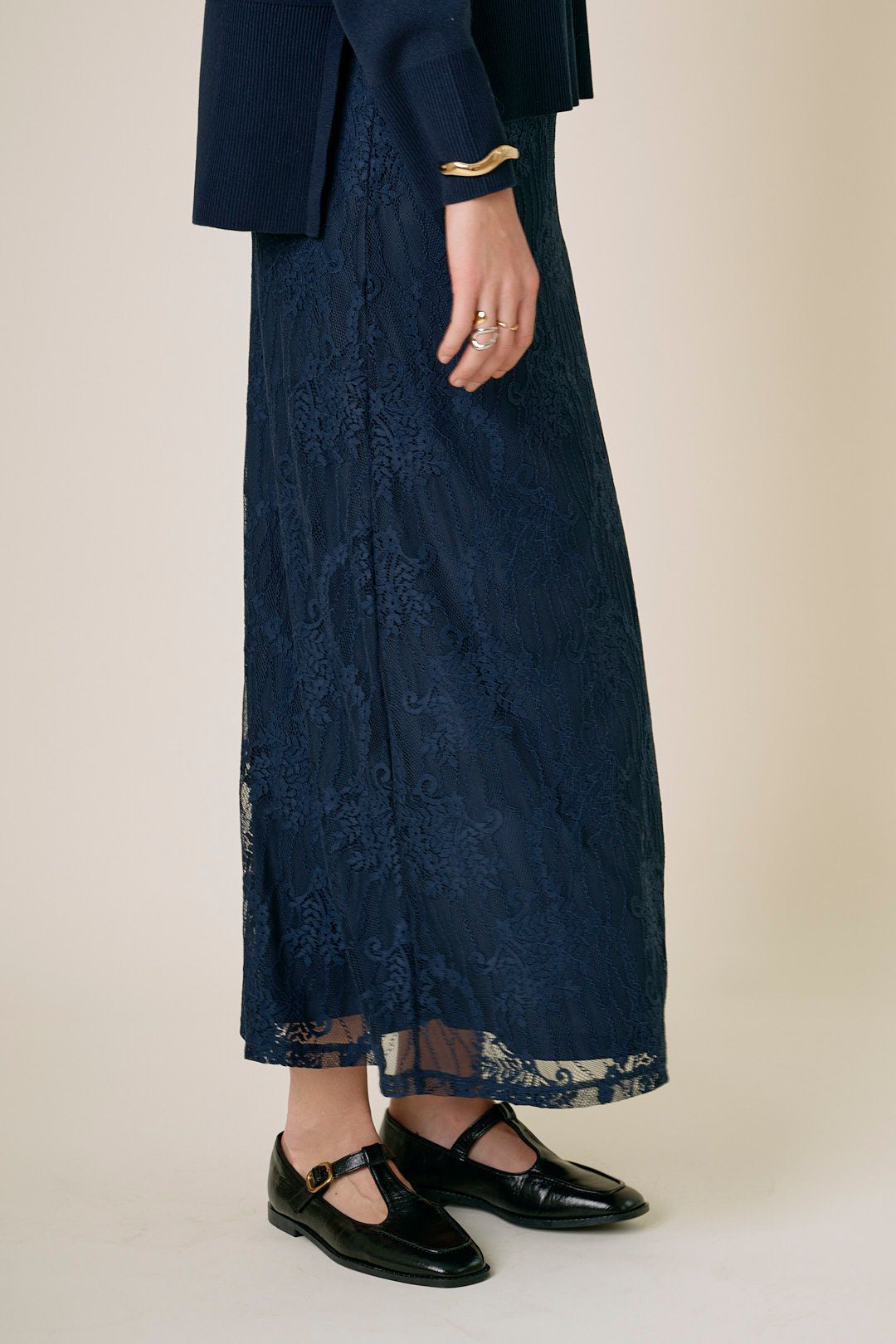 Femma Lace Skirt Navy Blazer