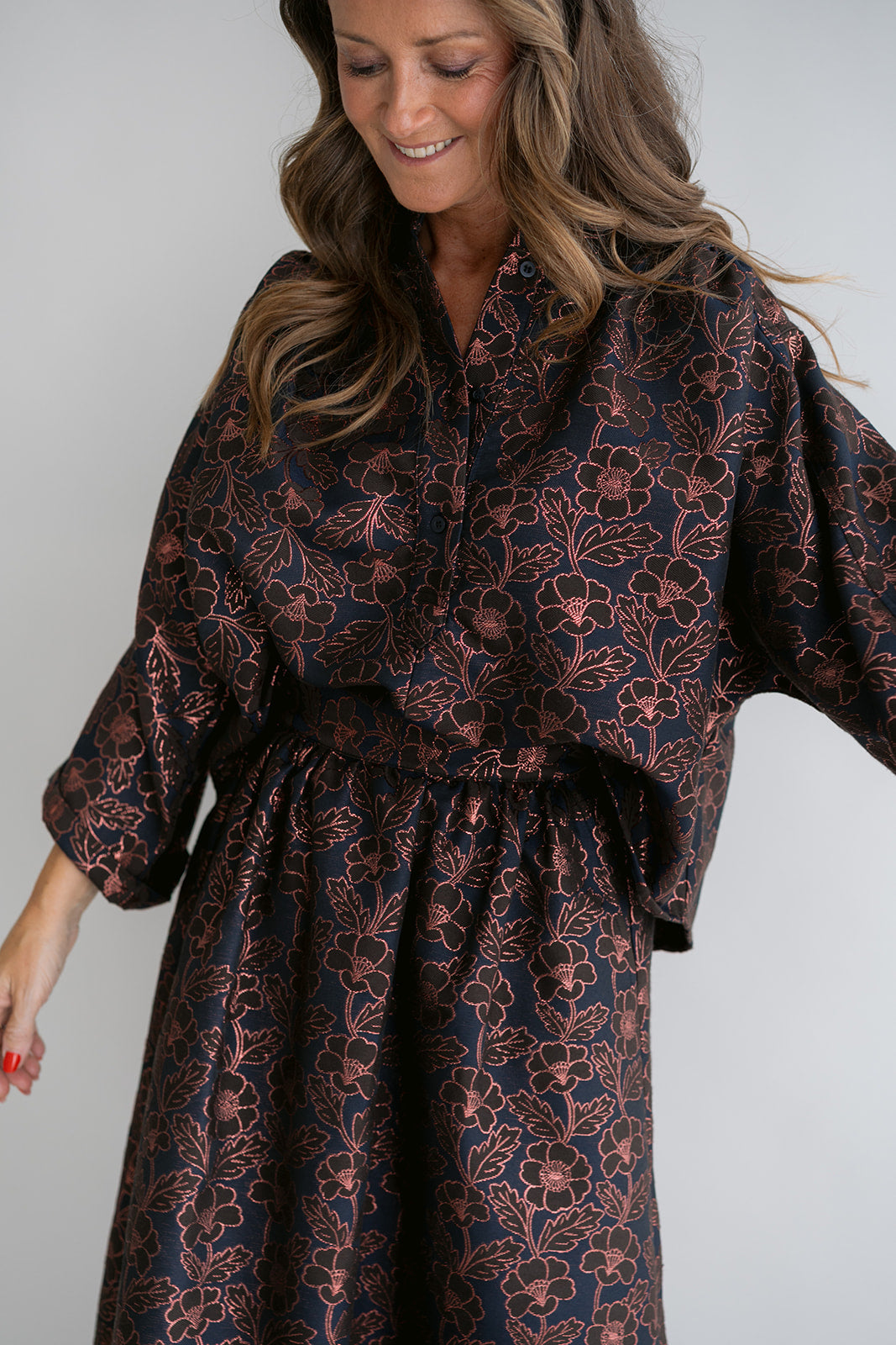 Julia Skirt Brown Lurex Flower