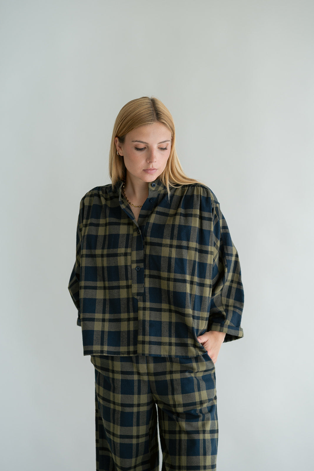 Maya Blouse Big Green Check