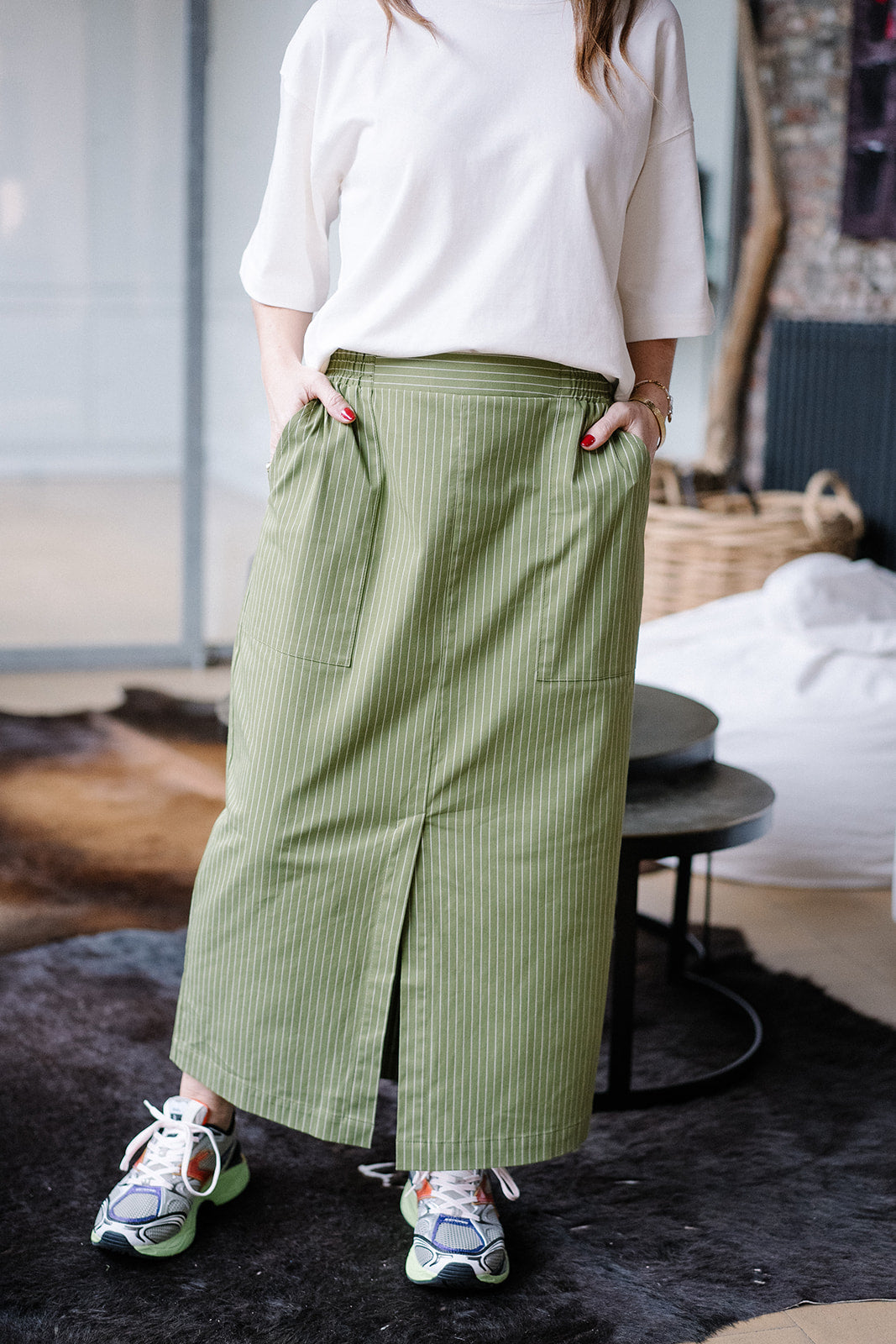 Rosalie Skirt Green Stripe