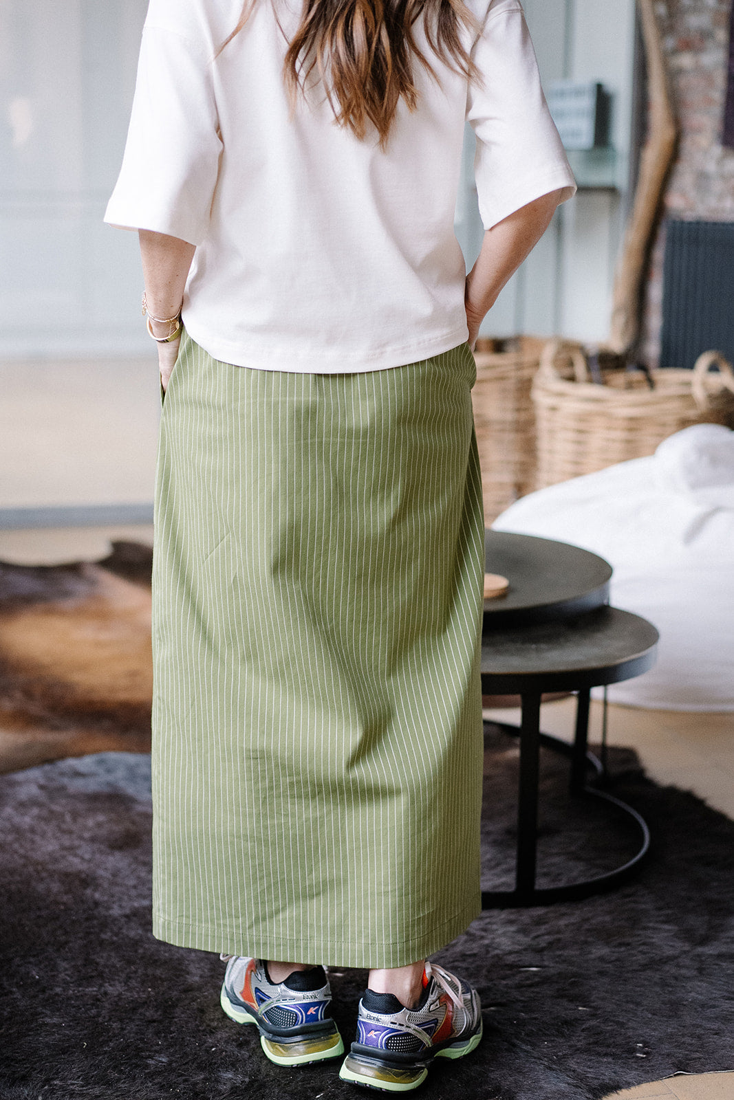 Rosalie Skirt Green Stripe