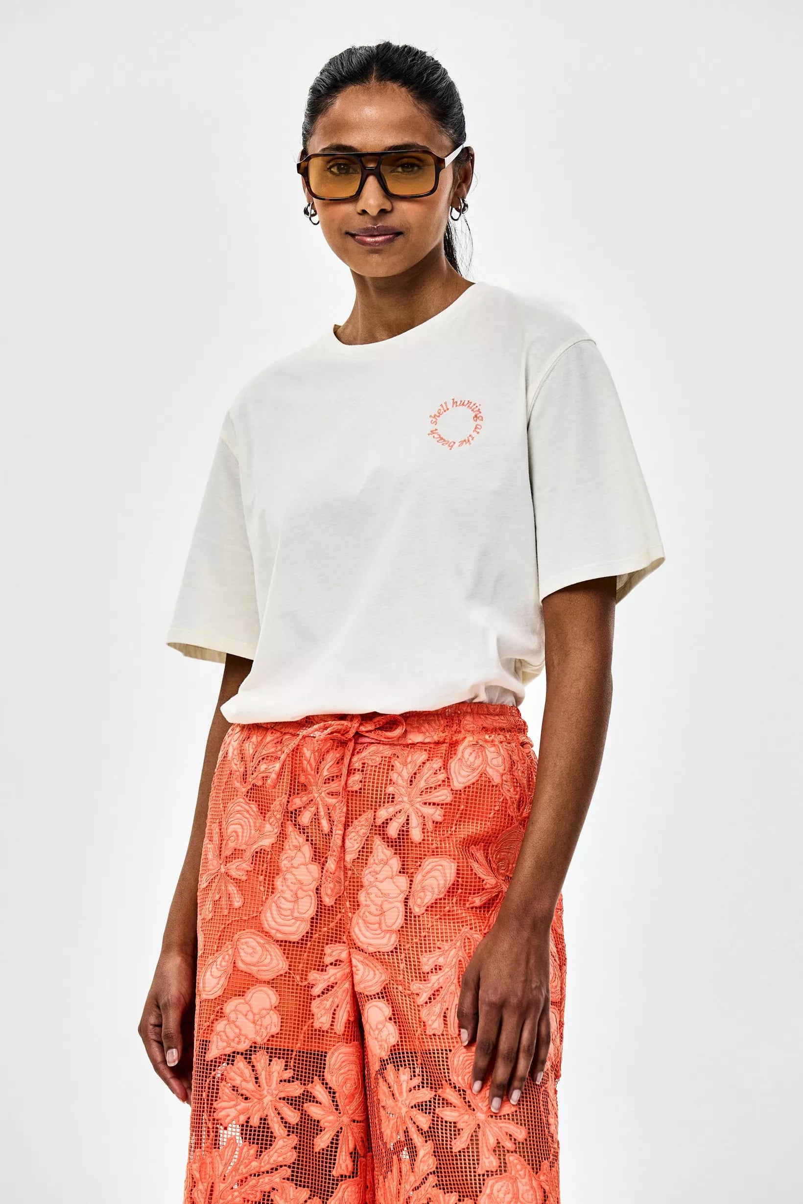 Saria Top White/Coral