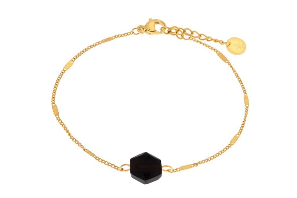 Black Hexagon Bracelet Gold