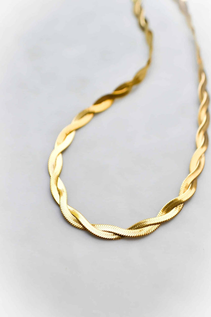 Braided Snake Necklace Gold