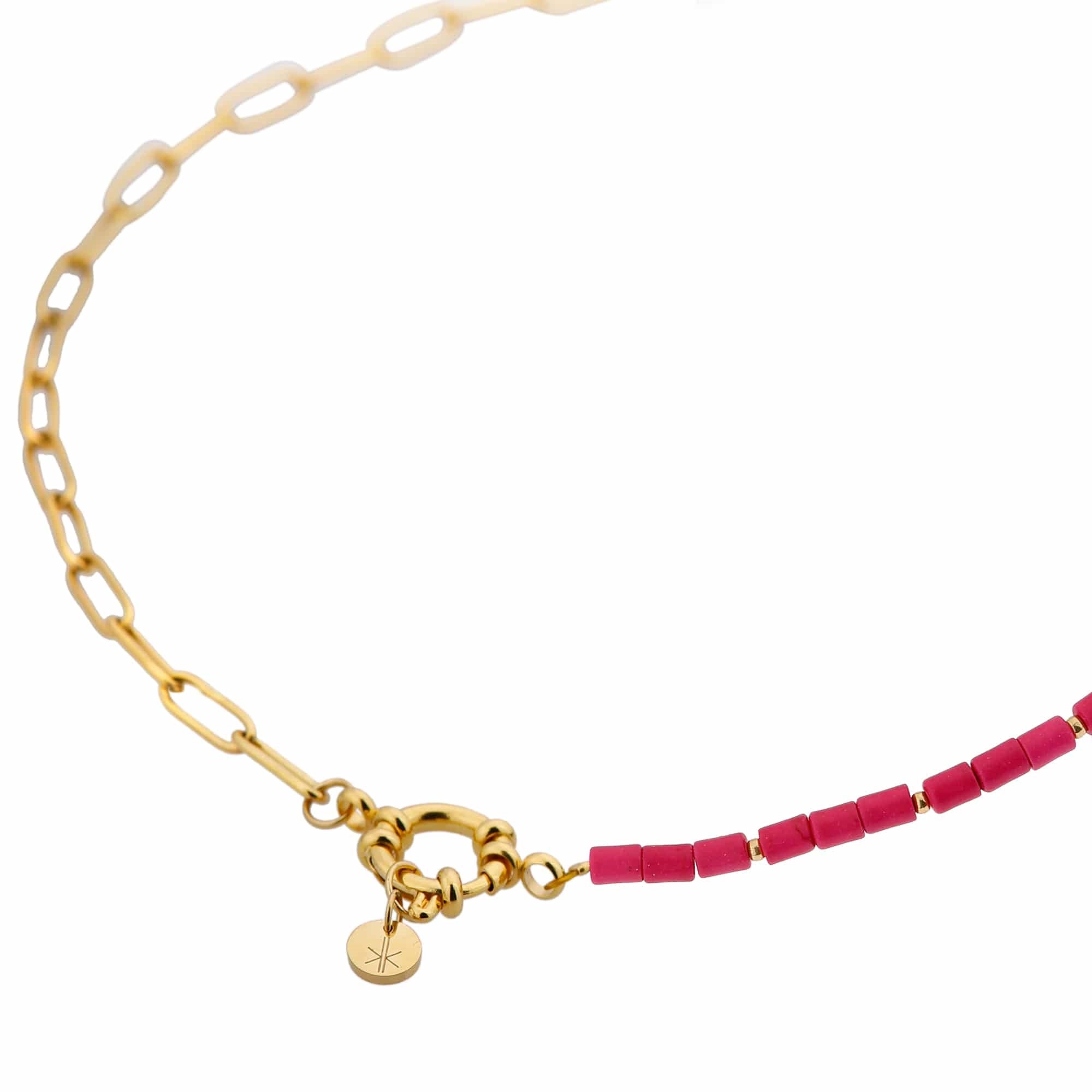 Hold On Raspberry Necklace Gold
